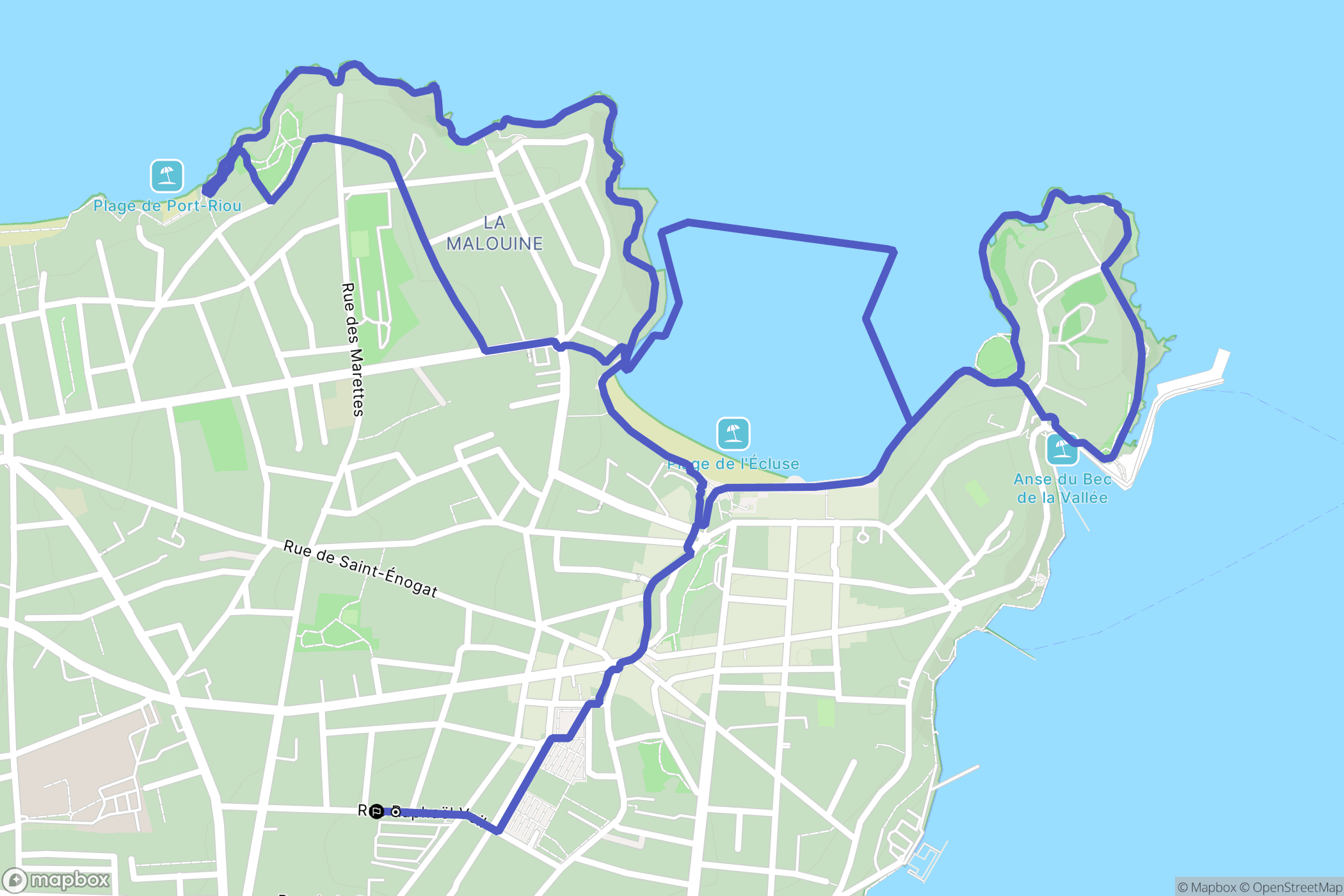 Dinard : carte du parcours de randonnée - France