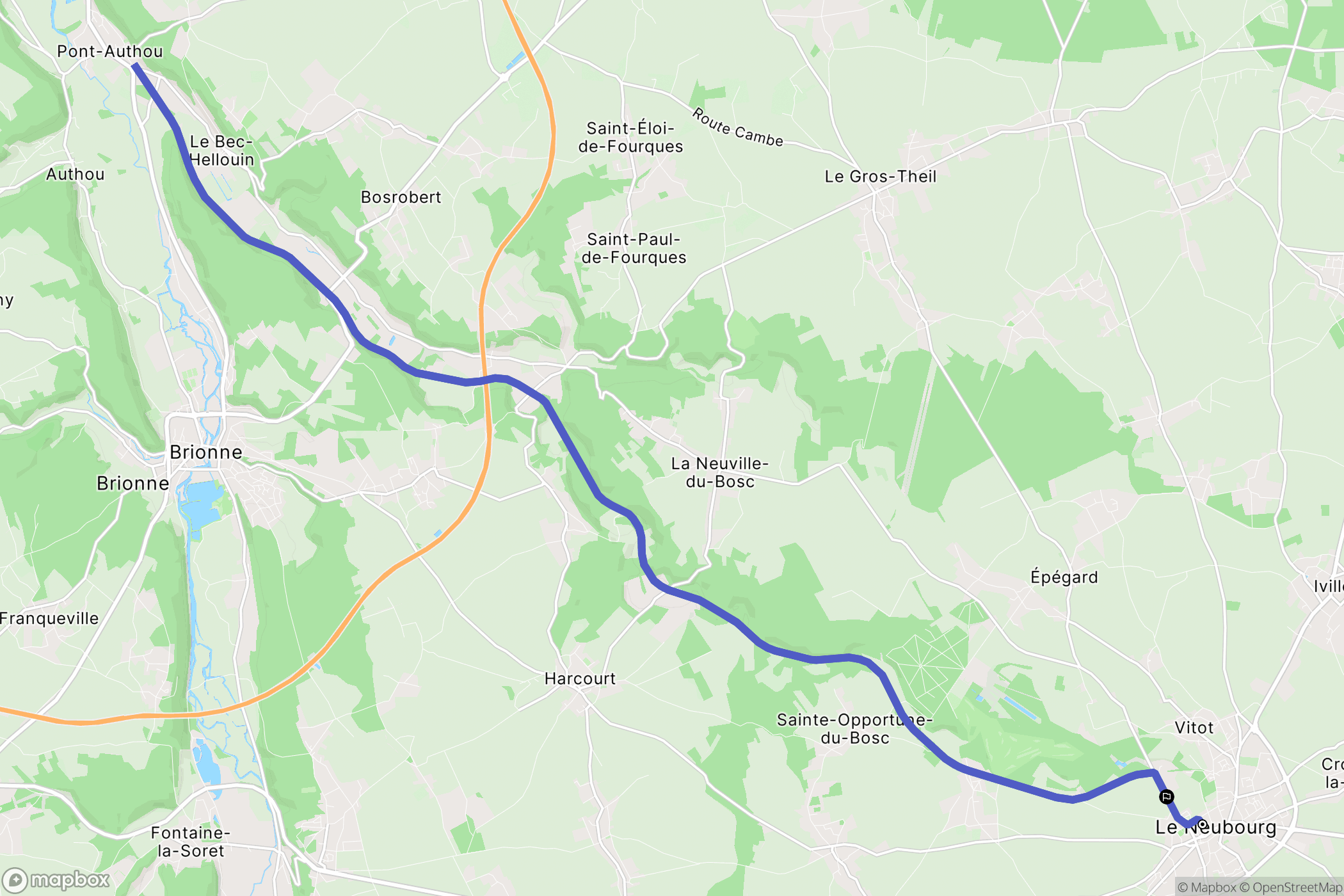 Le Neubourg : carte du parcours de randonnée - France