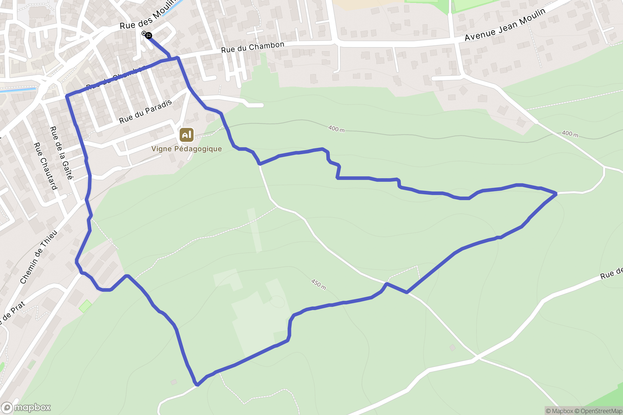 Aubière : carte du parcours de randonnée - France