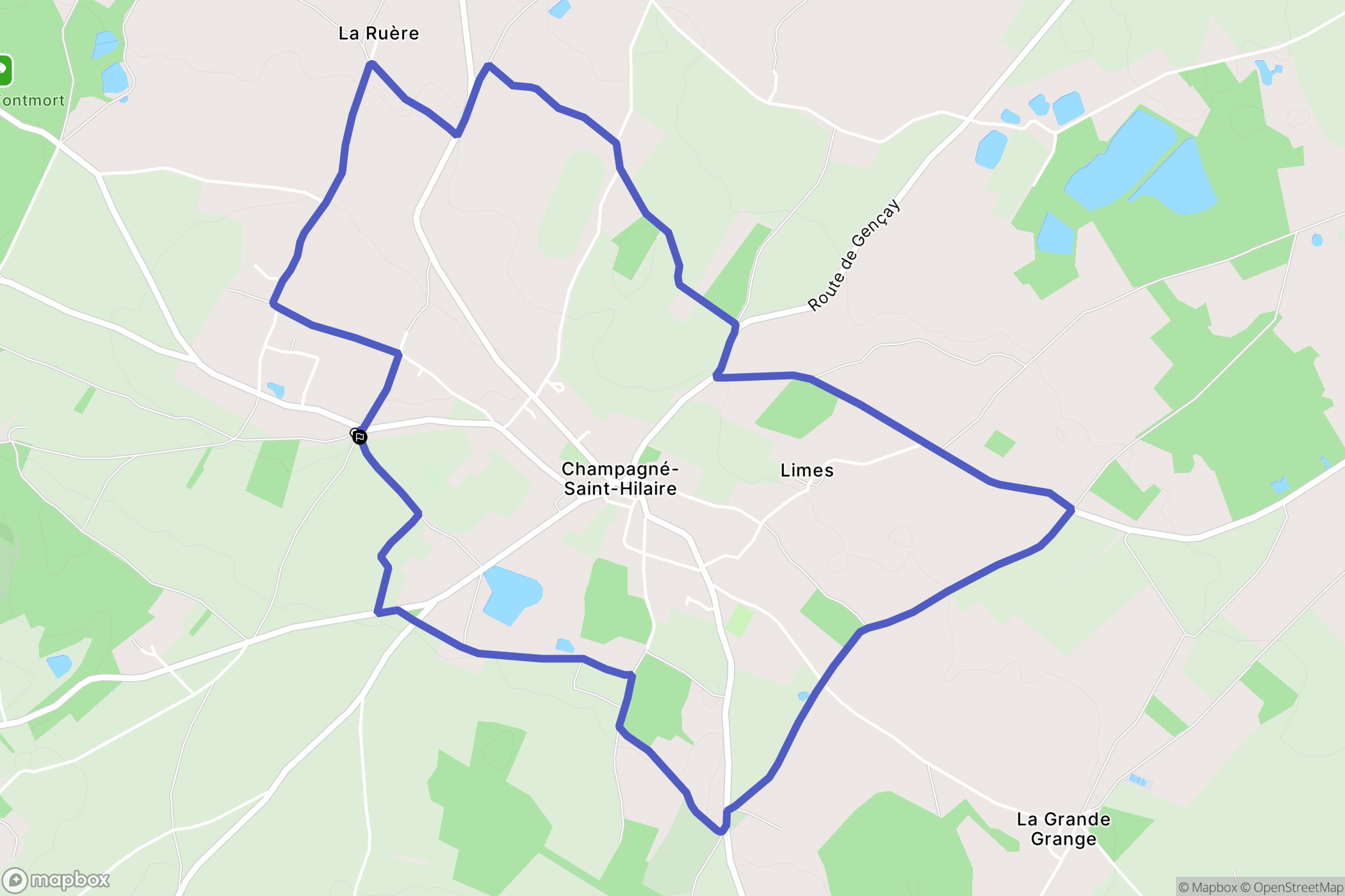 Champagné-Saint-Hilaire : carte du parcours de randonnée - France