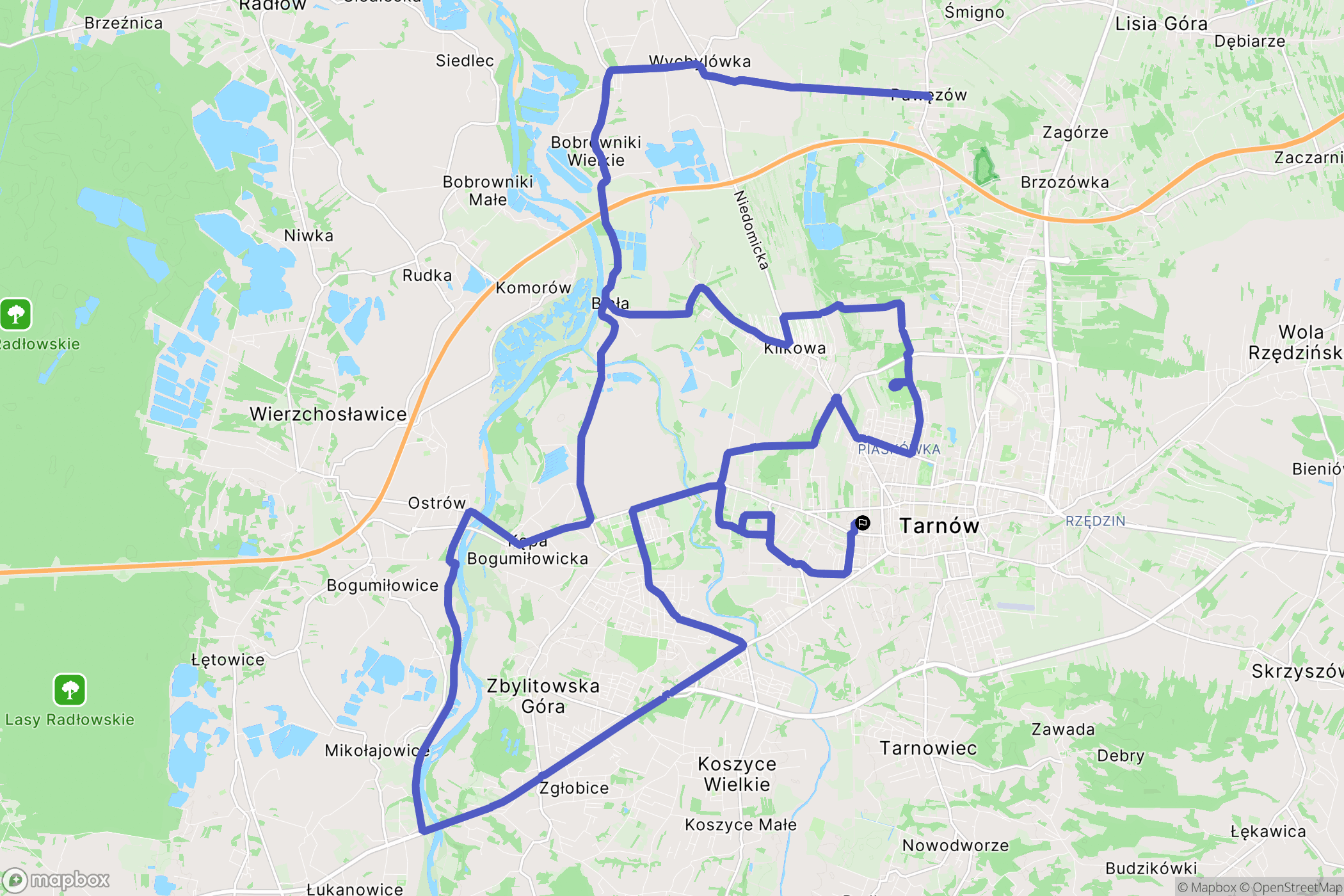 Tarnów: mapa trasy - Poland