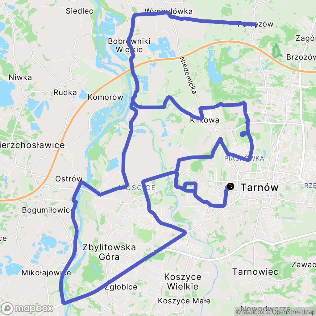 Tarnów: mapa trasy - Poland