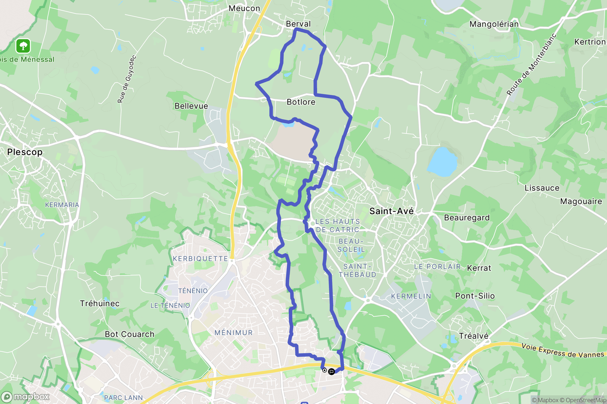 Vannes : carte du parcours de randonnée - France