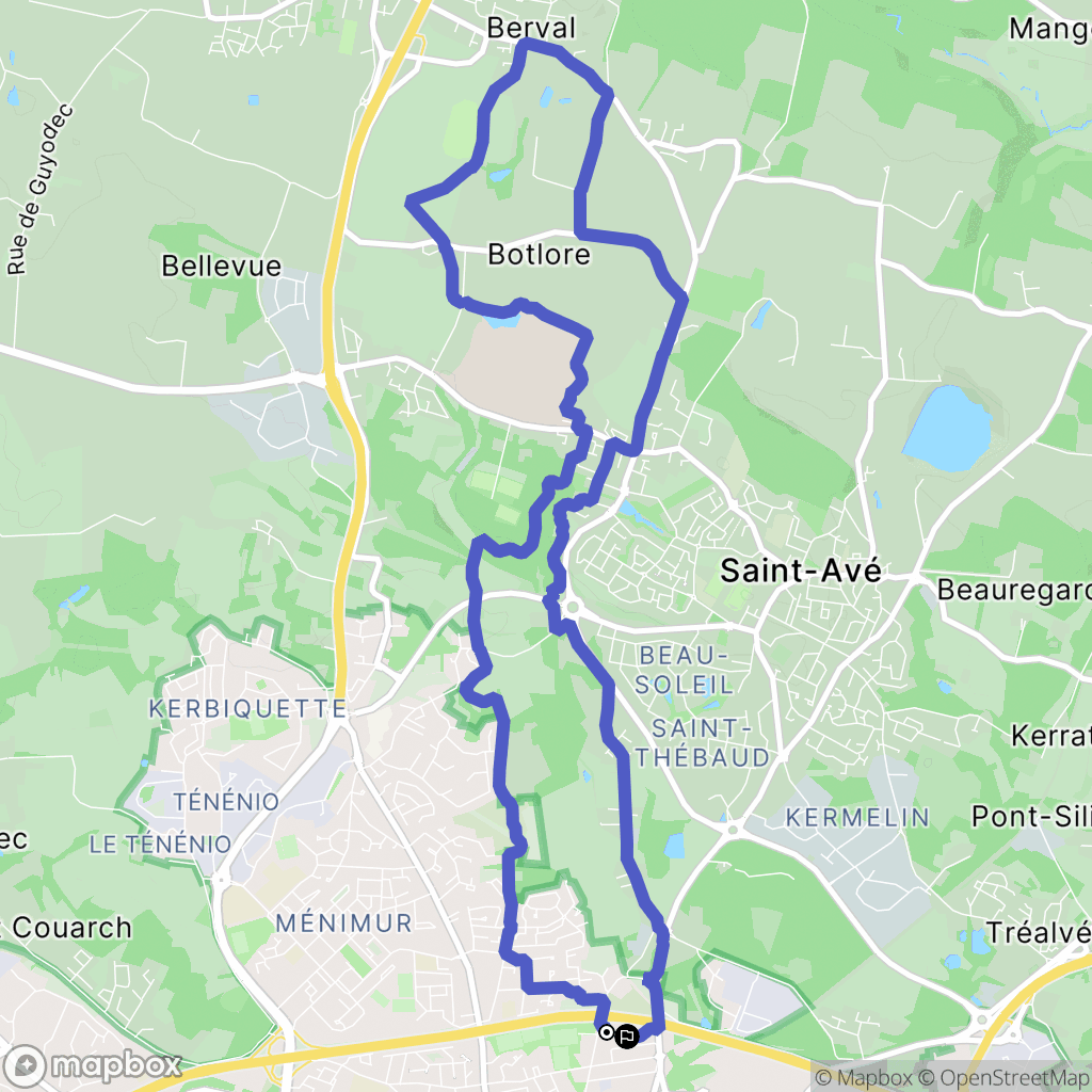 Vannes : carte du parcours de randonnée - France
