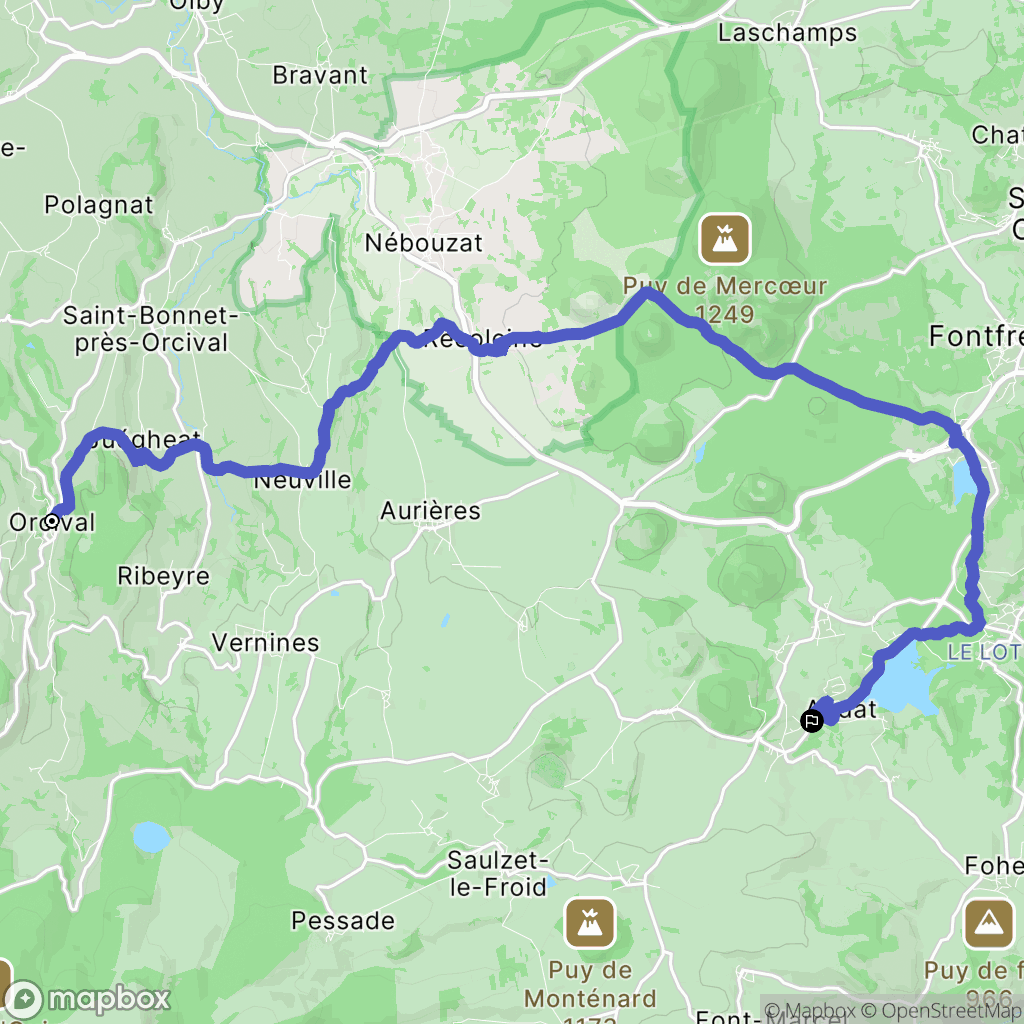 Orcival : carte du parcours de randonnée - France