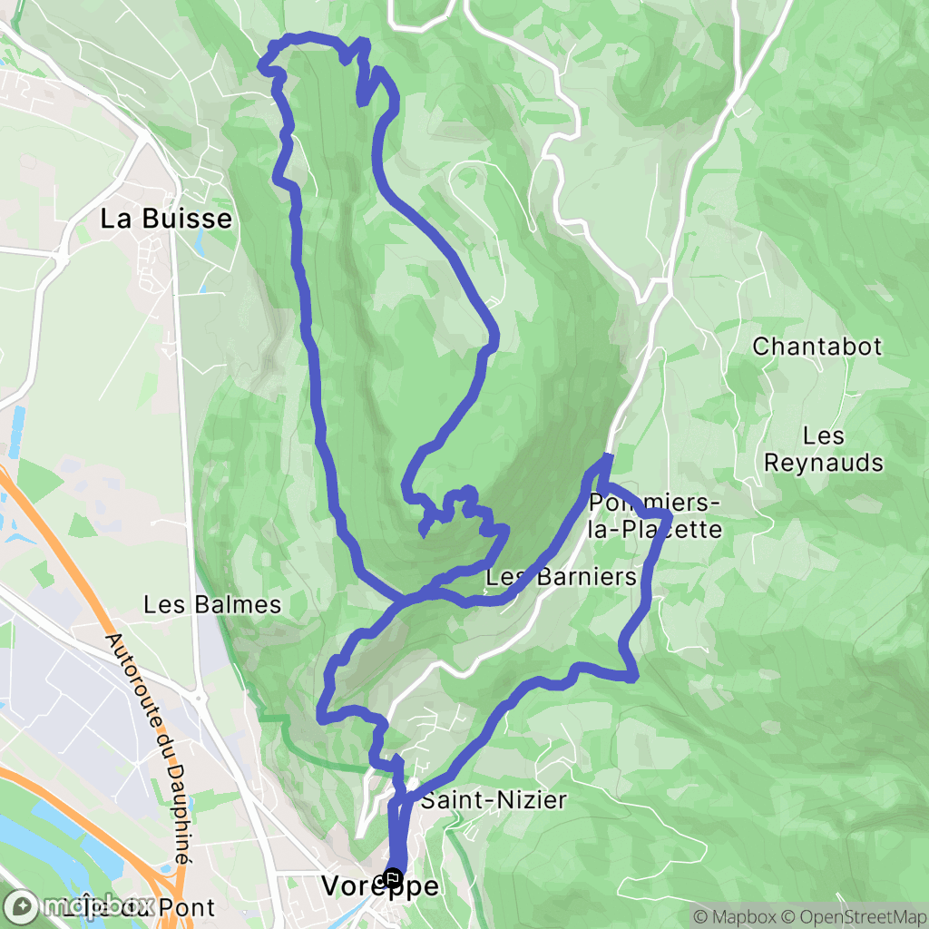Voreppe : carte du parcours de randonnée - France