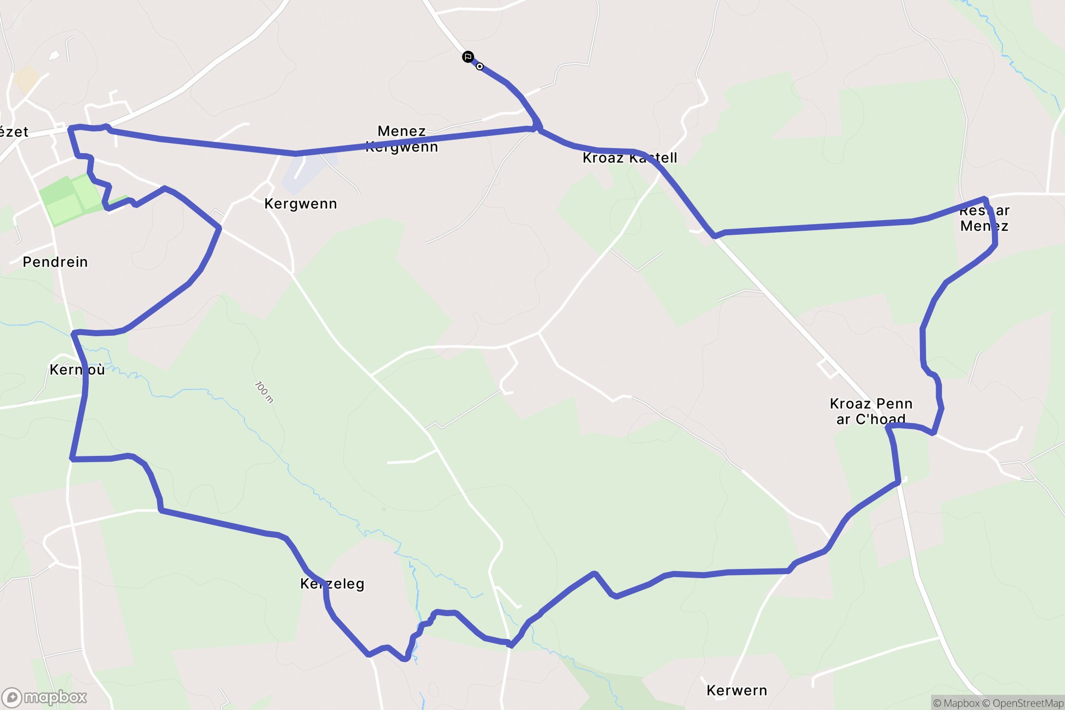 Spézet : carte du parcours de randonnée - France