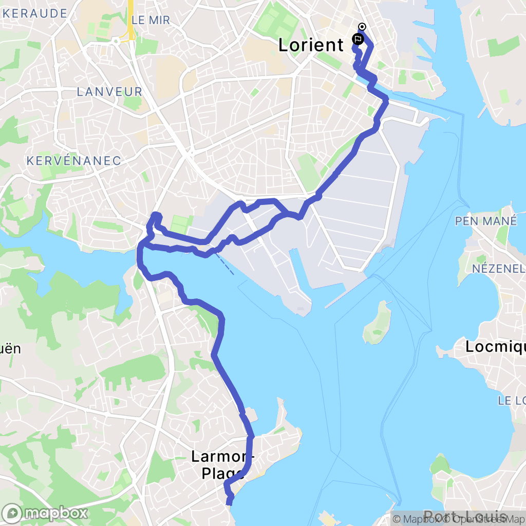 Lorient : carte du parcours de randonnée - France
