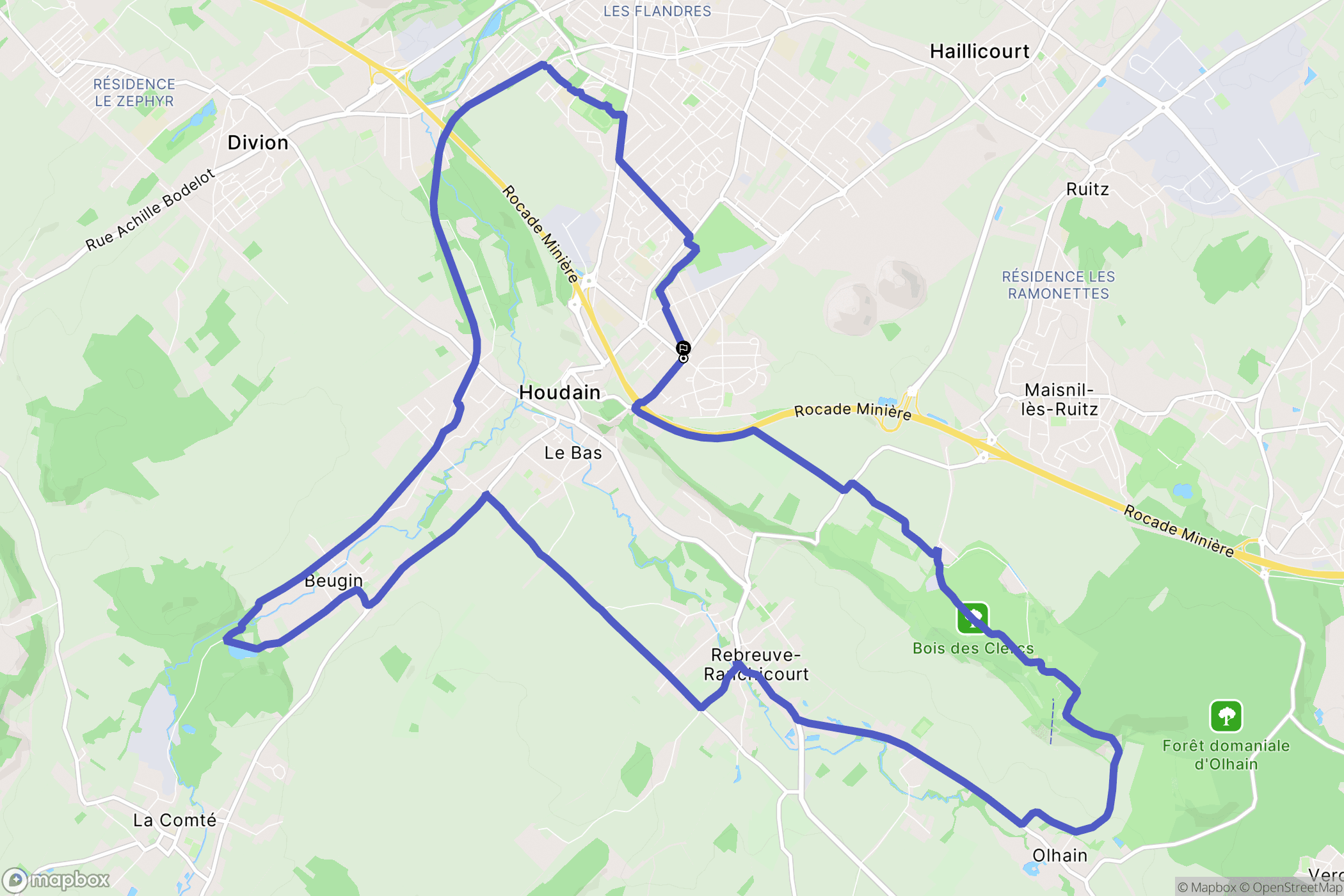 Houdain : carte du parcours de randonnée - France
