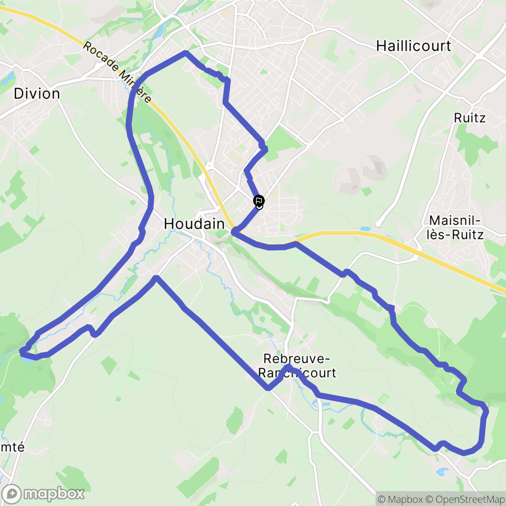 Houdain : carte du parcours de randonnée - France
