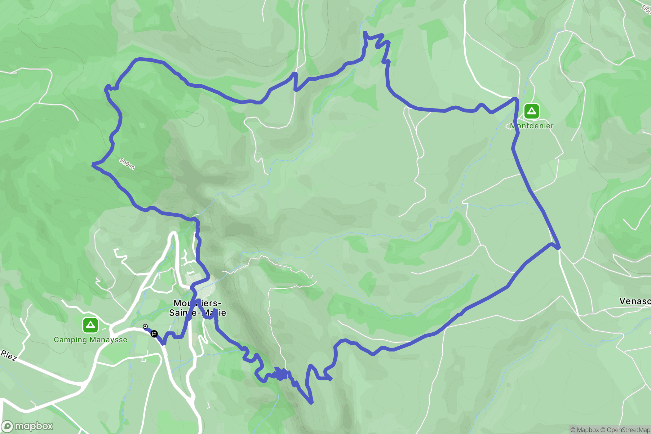 Moustiers-Sainte-Marie : carte du parcours de randonnée - France