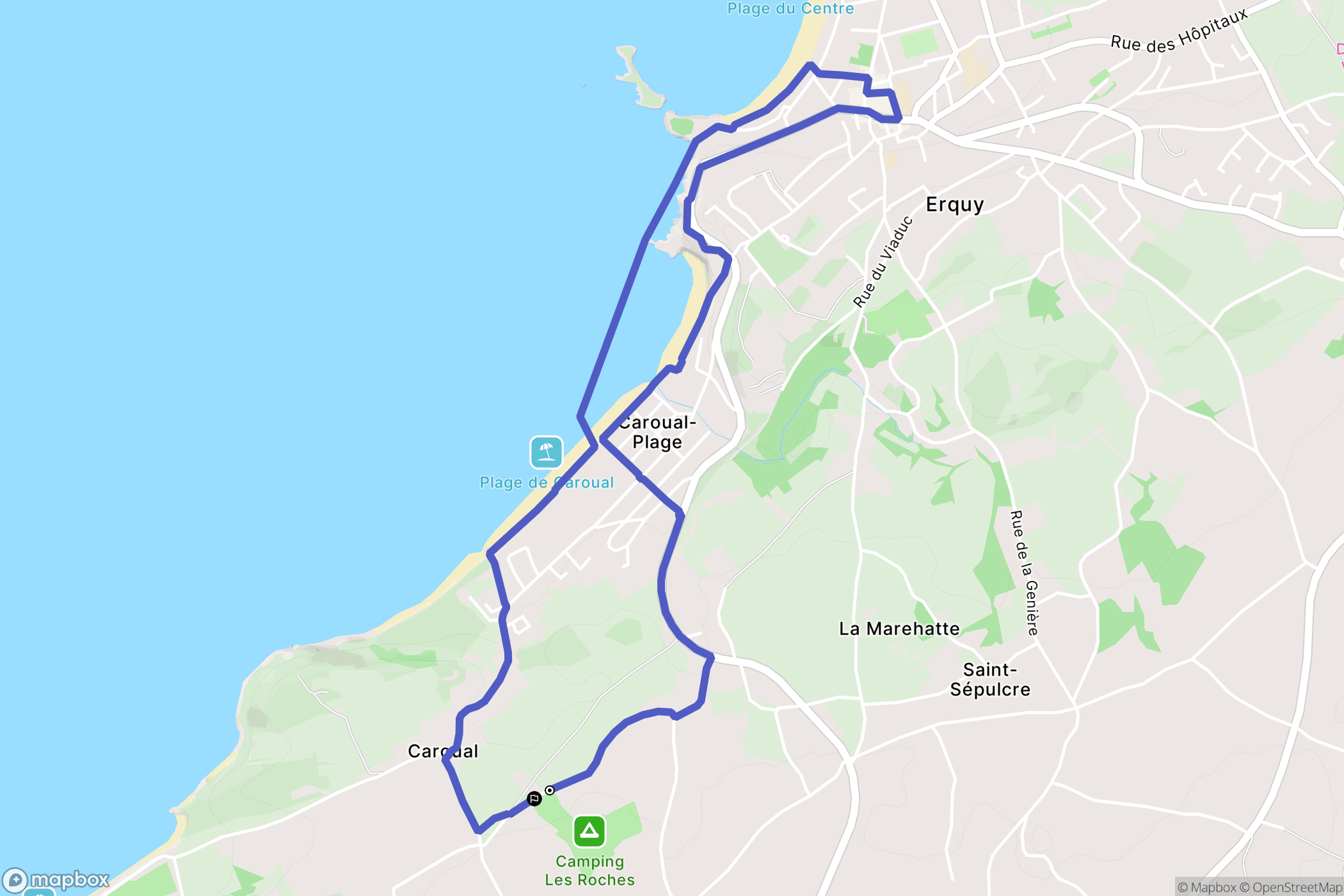 Erquy : carte du parcours de randonnée - France