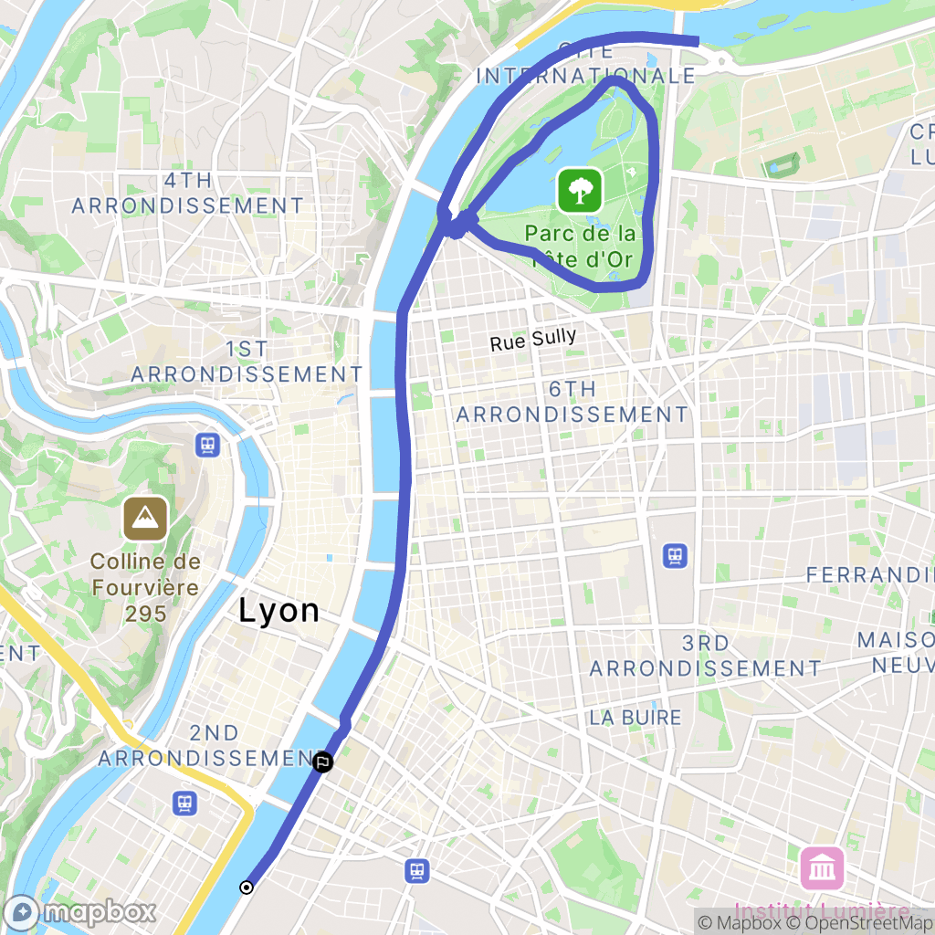 Lyon : carte du parcours de randonnée - France