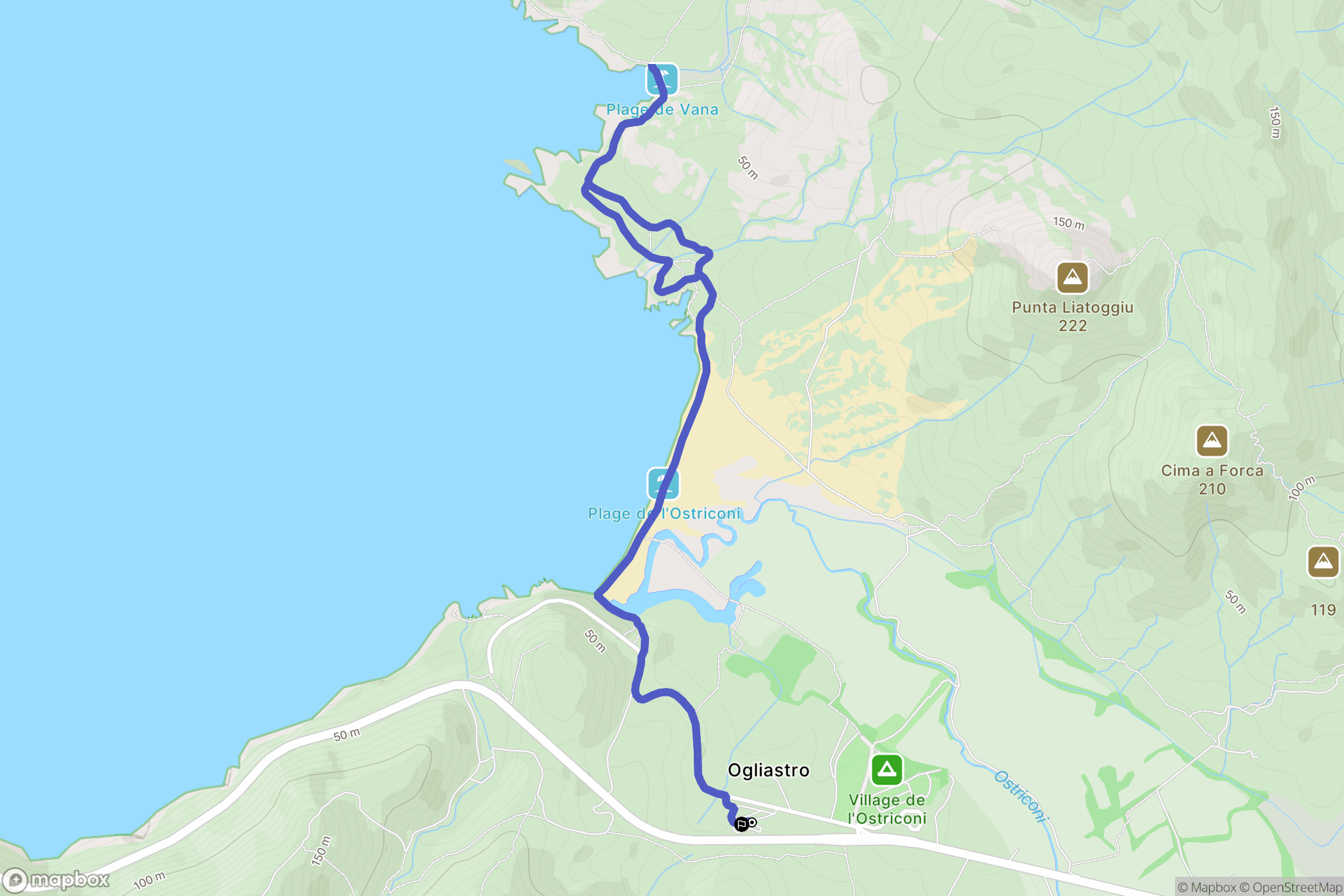 Palasca : carte du parcours de randonnée - France