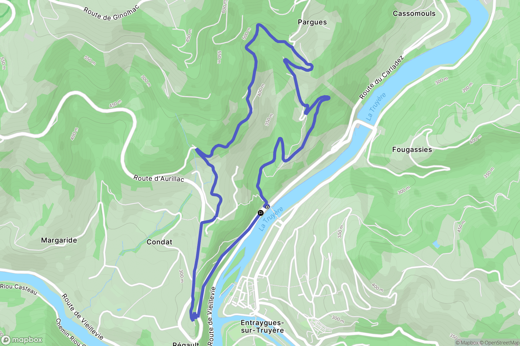 Entraygues-sur-Truyère : carte du parcours de randonnée - France