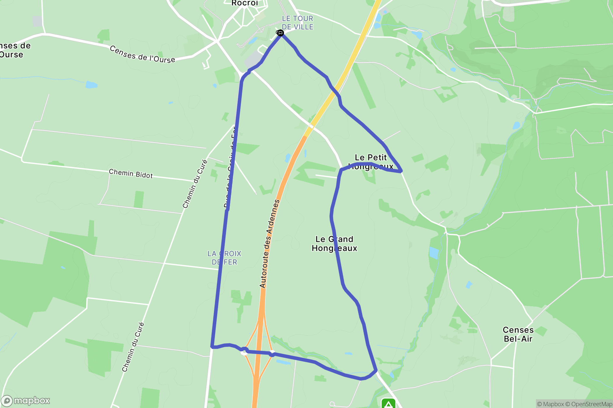 Rocroi : carte du parcours de randonnée - France