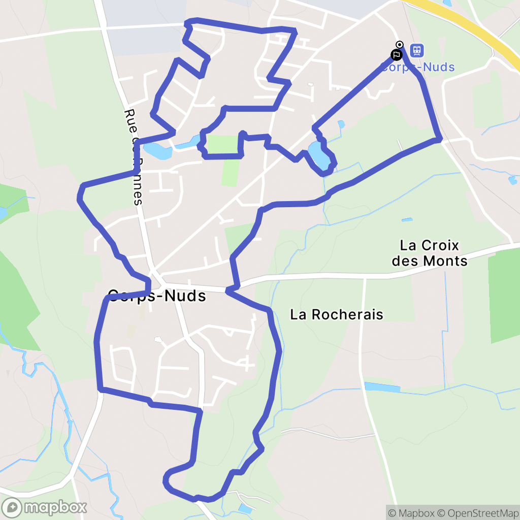 Corps-Nuds : carte du parcours de randonnée - France