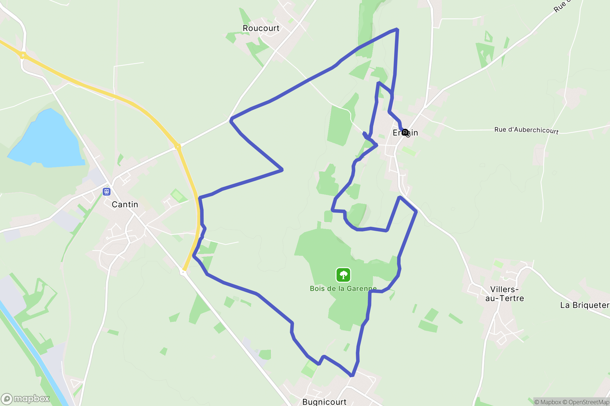 Erchin : carte du parcours de randonnée - France