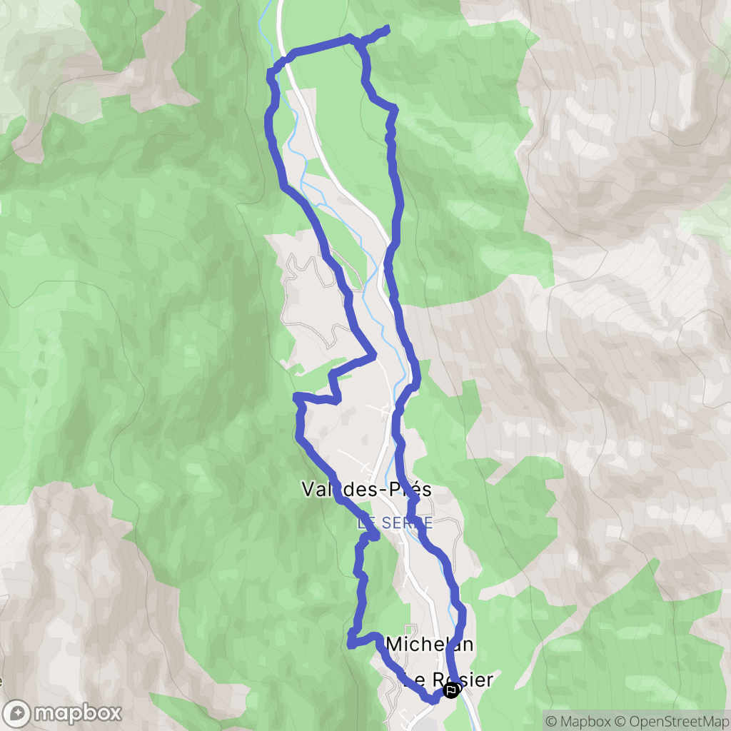 Val-des-Prés : carte du parcours de randonnée - France