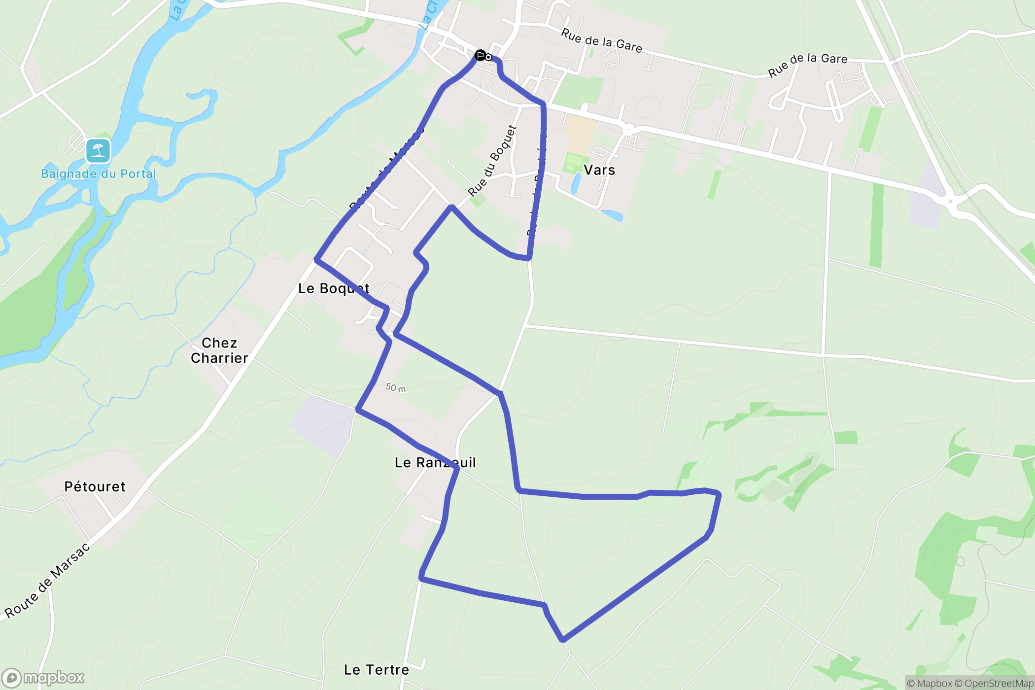 La Boixe : carte du parcours de randonnée - France