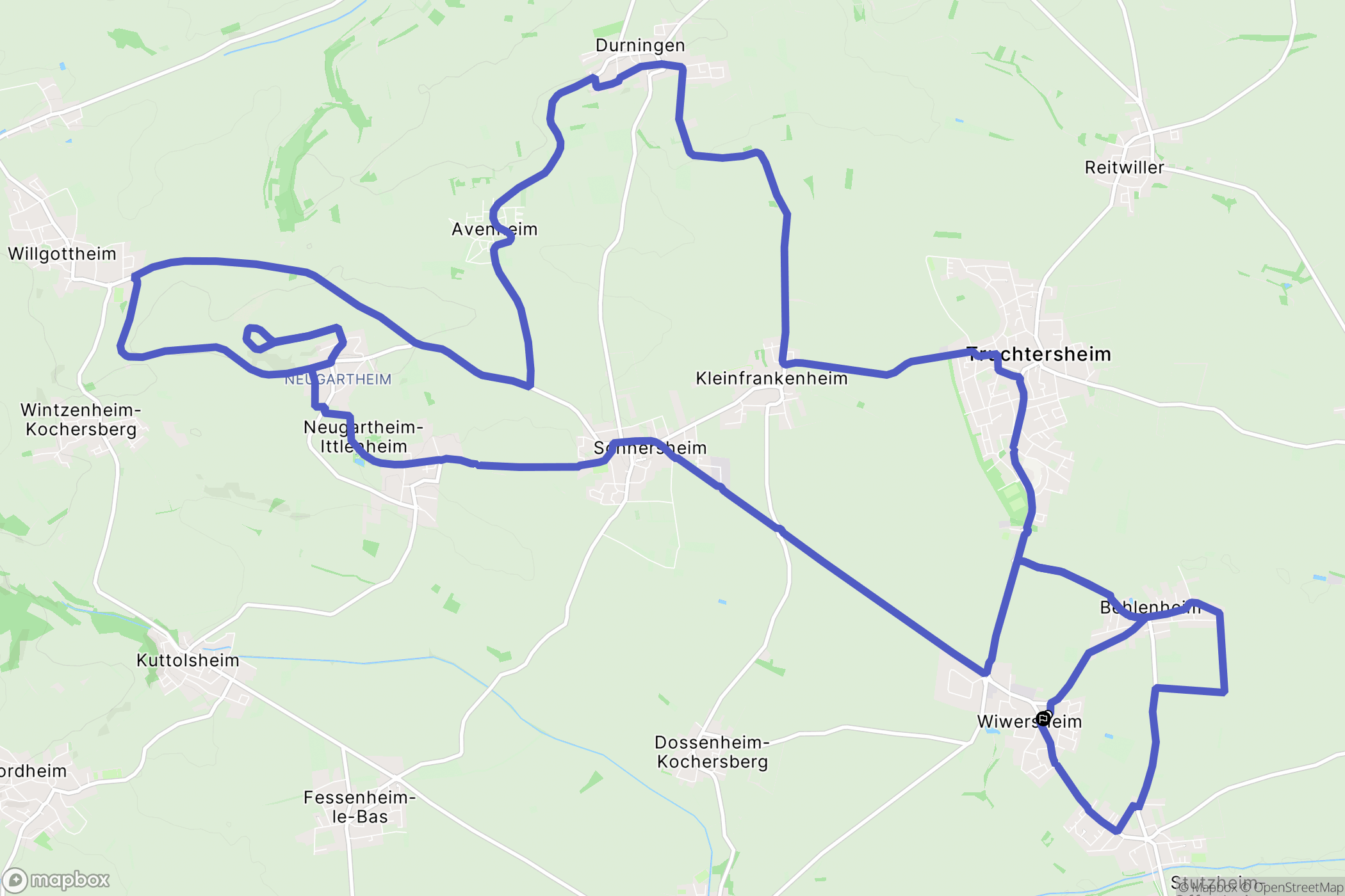 Wiwersheim : carte du parcours de randonnée - France