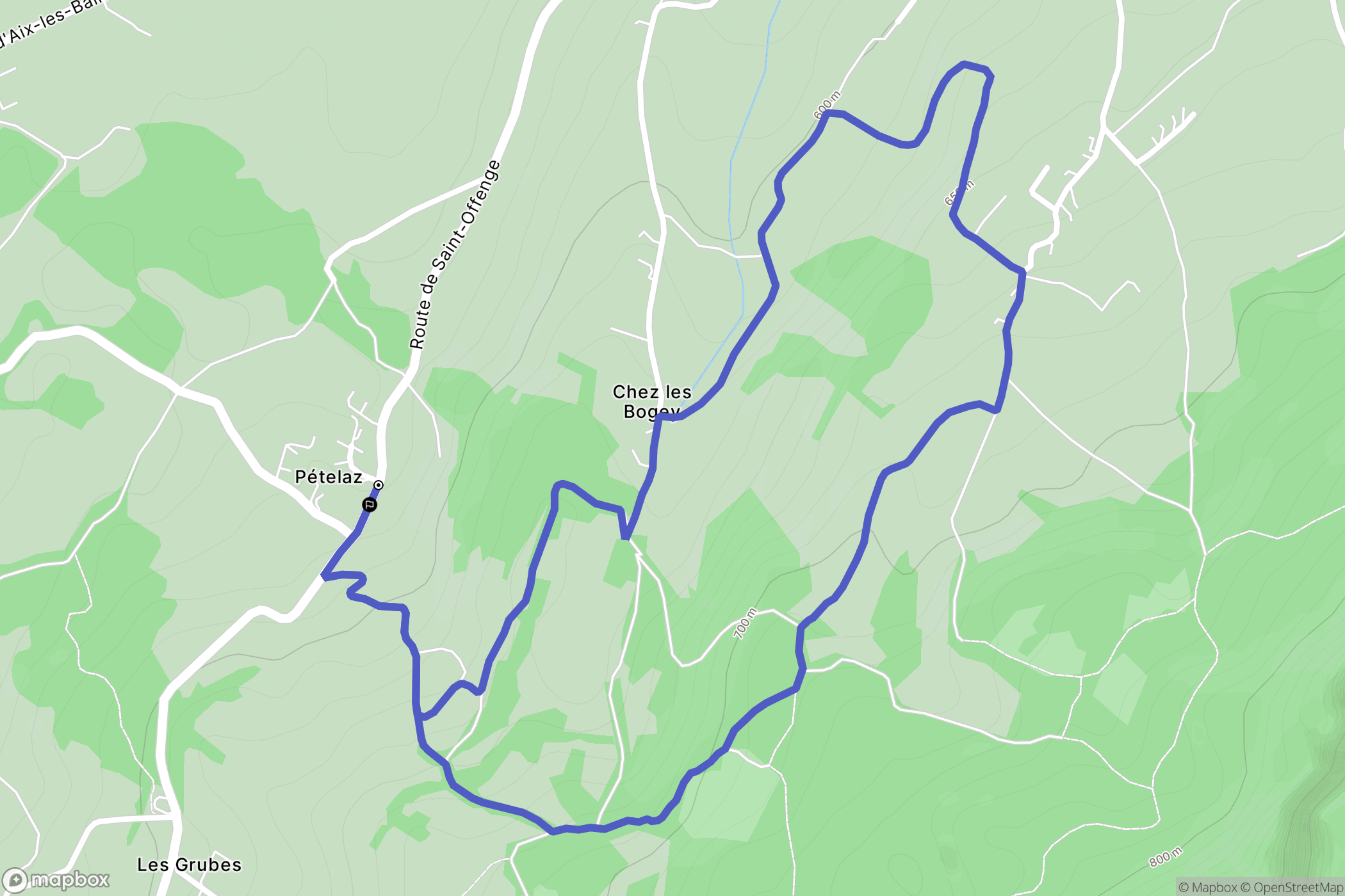 Cusy : carte du parcours de randonnée - France