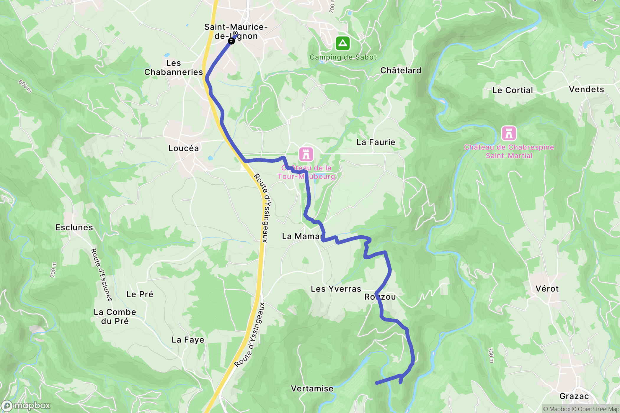 Saint-Maurice-de-Lignon : carte du parcours de randonnée - France