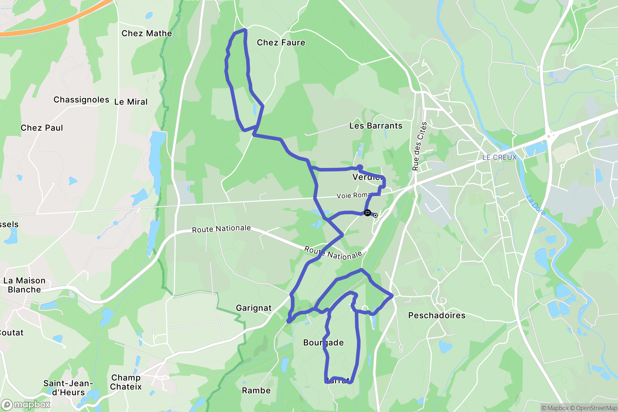 Peschadoires : carte du parcours de randonnée - France