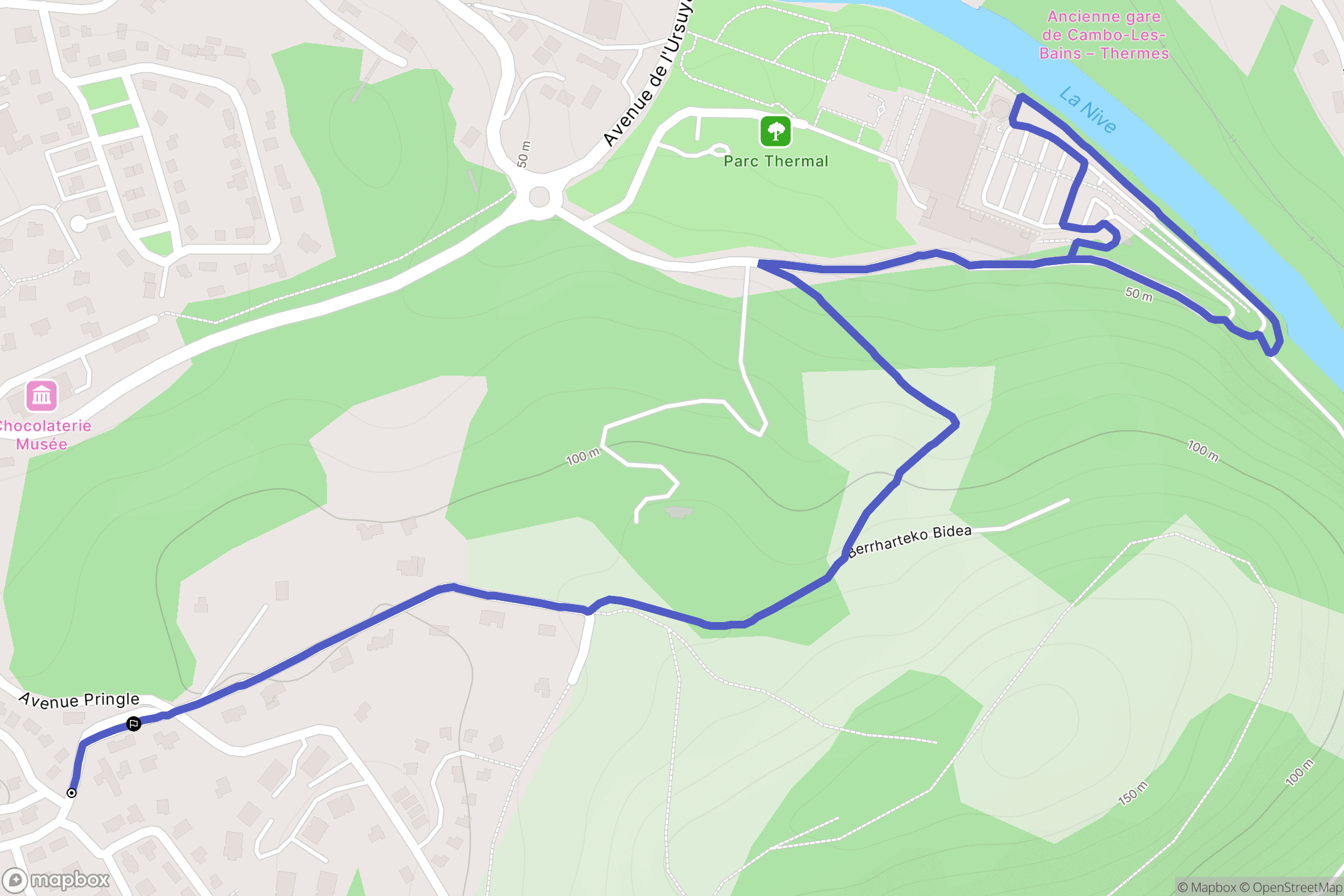Cambo-les-Bains : carte du parcours de randonnée - France