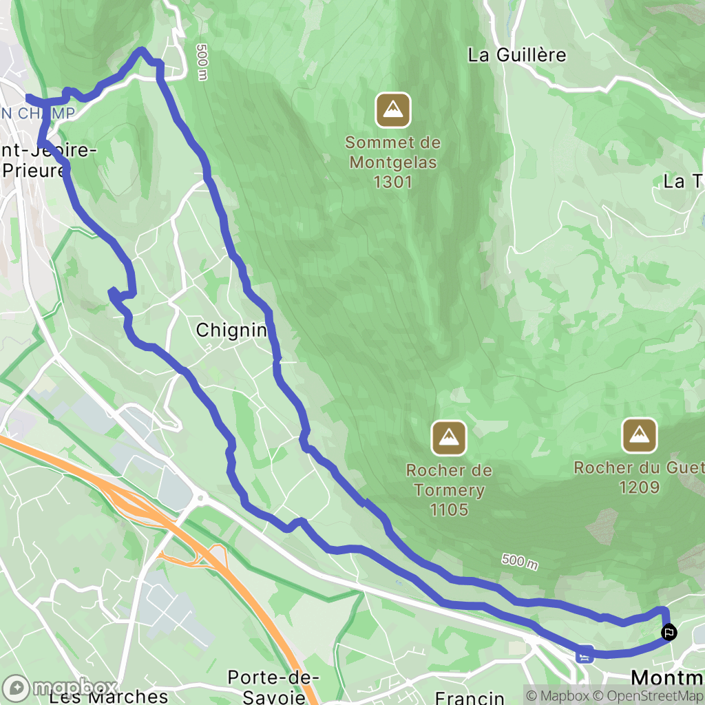 Montmélian : carte du parcours de randonnée - France