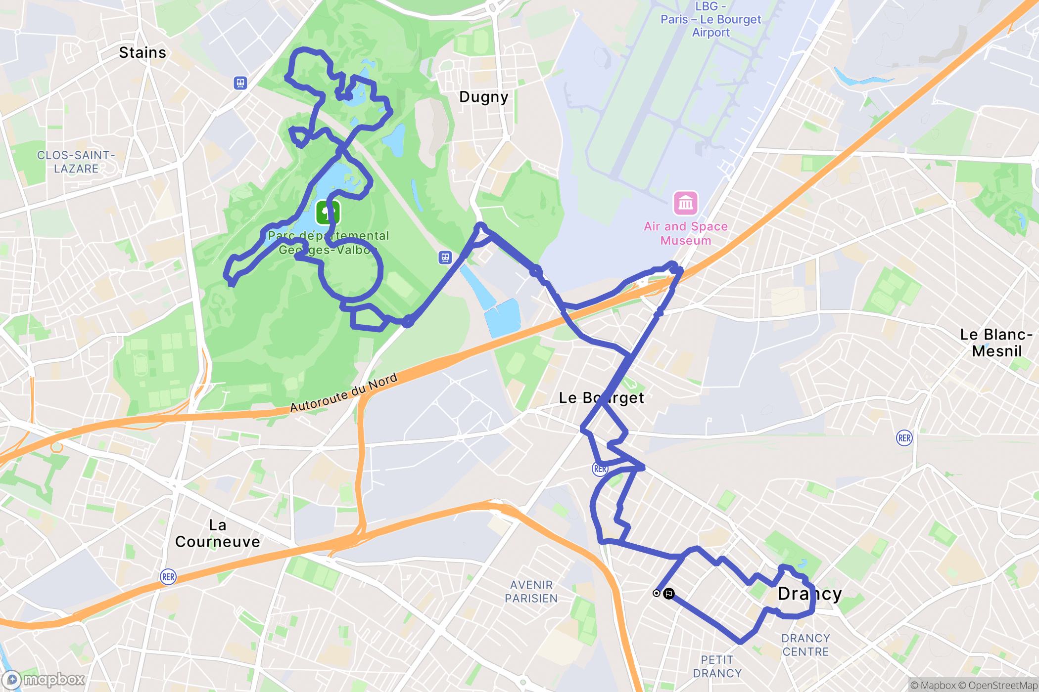 Drancy : carte du parcours de randonnée - France