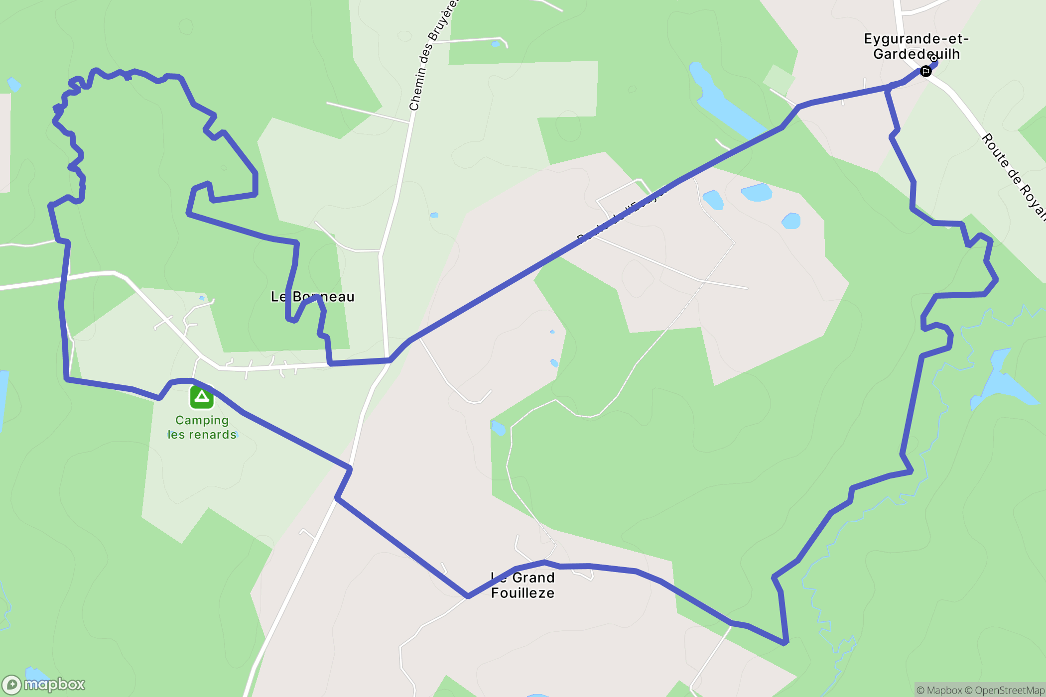 Eygurande-et-Gardedeuil : carte du parcours de randonnée - France