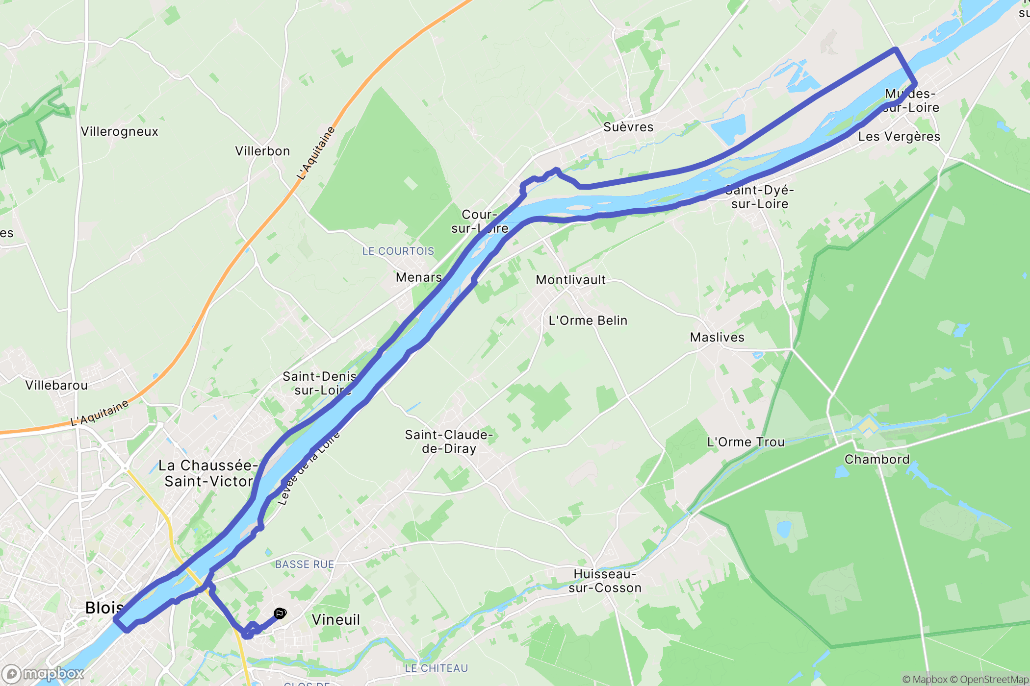 Vineuil : carte du parcours de randonnée - France