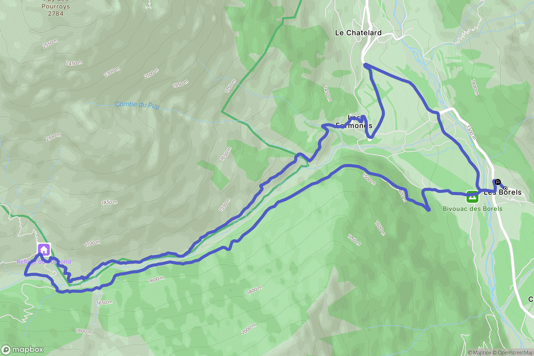 Champoléon : carte du parcours de randonnée - France