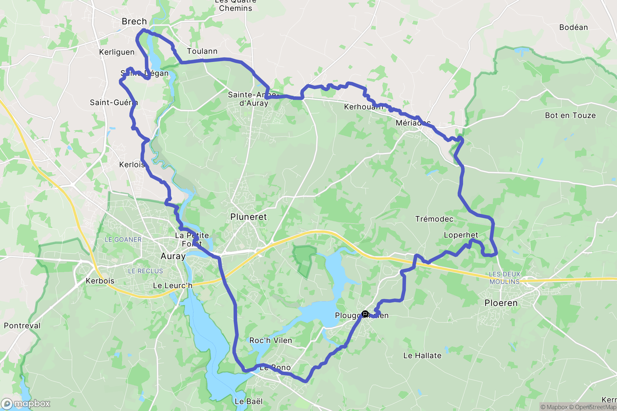 Plougoumelen : carte du parcours de randonnée - France