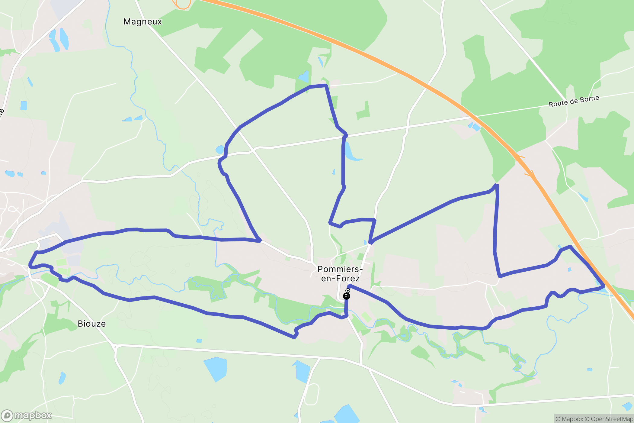Pommiers-en-Forez : carte du parcours de randonnée - France
