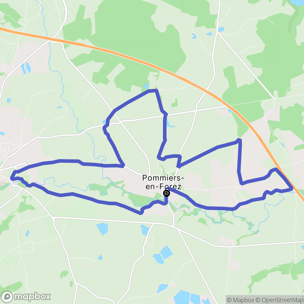 Pommiers-en-Forez : carte du parcours de randonnée - France