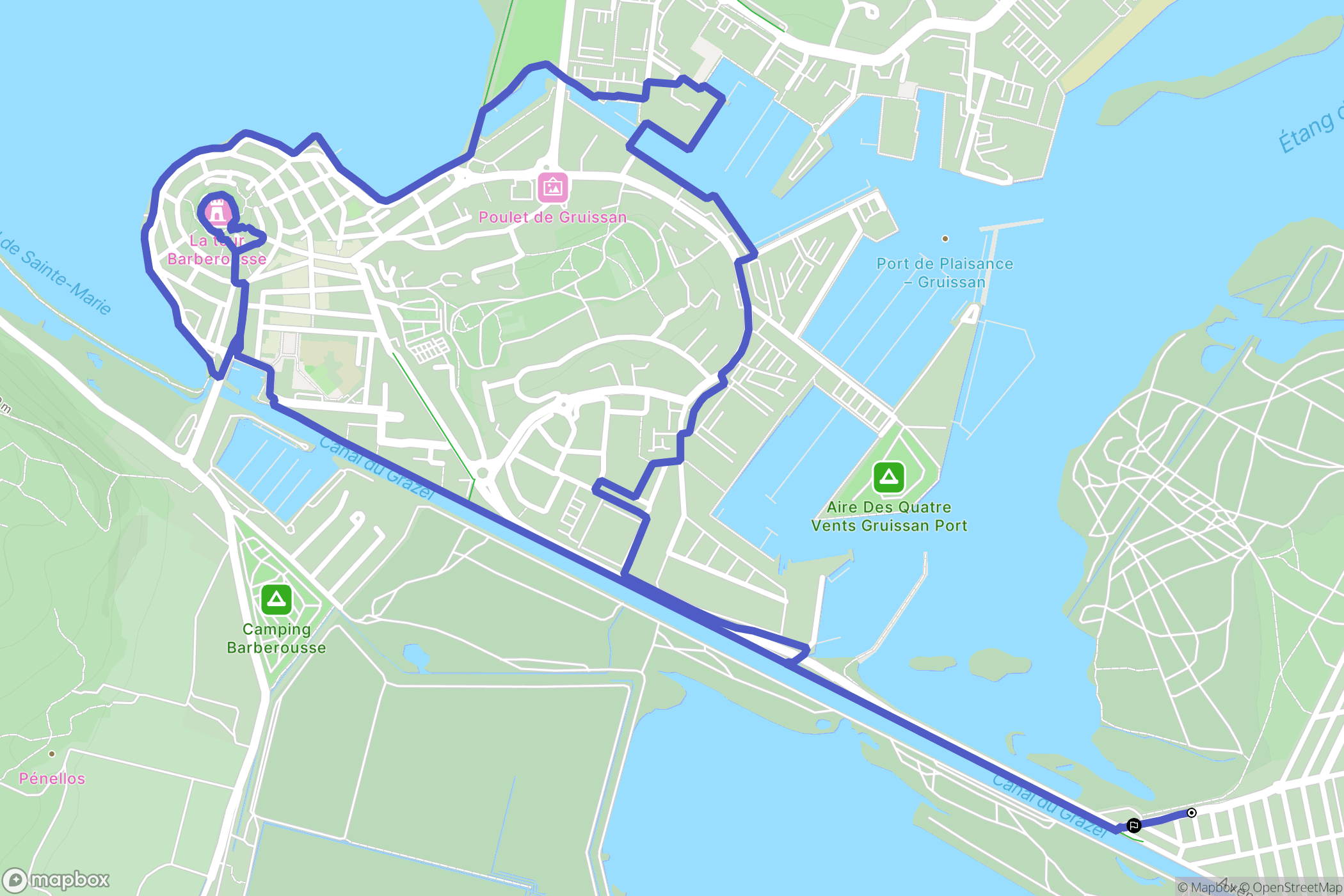 Gruissan : carte du parcours de randonnée - France