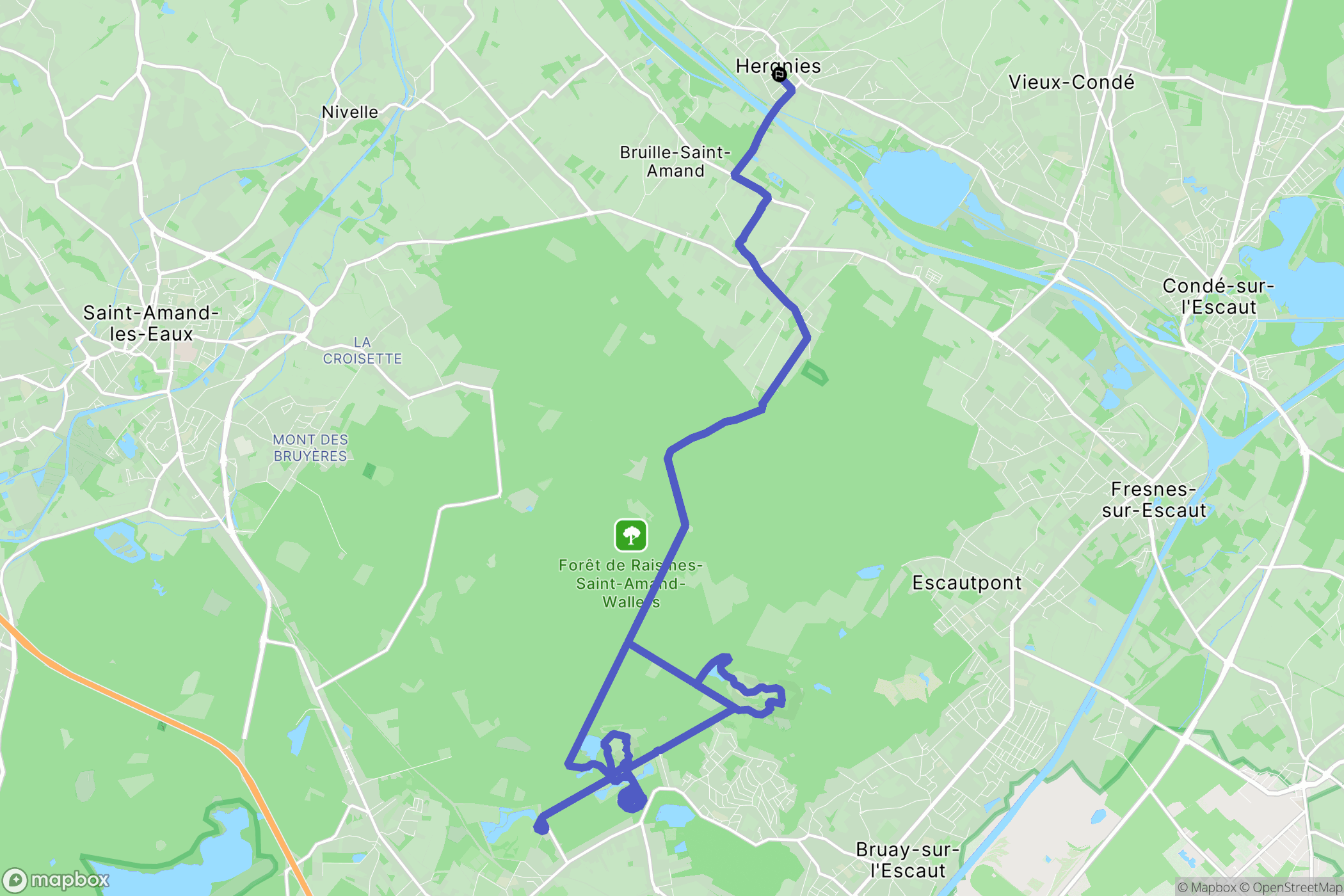 Hergnies : carte du parcours de randonnée - France