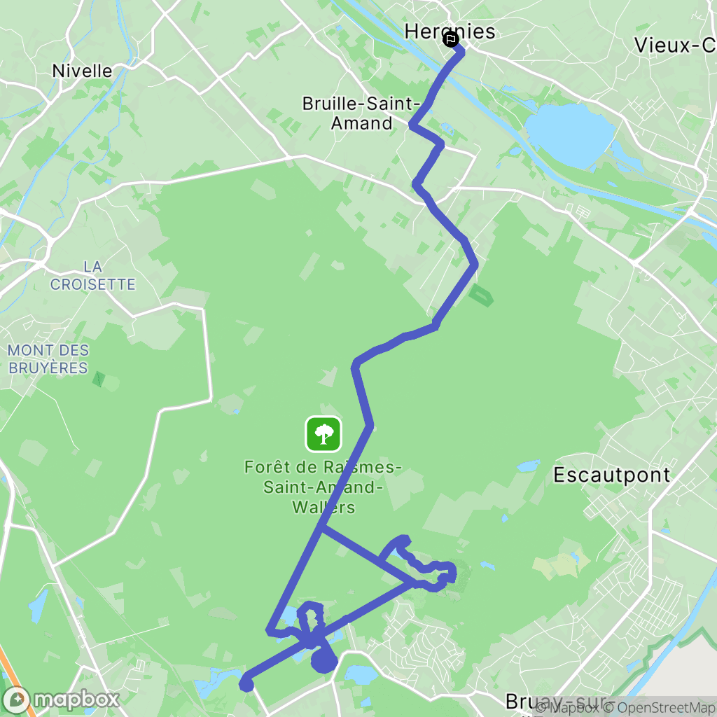 Hergnies : carte du parcours de randonnée - France