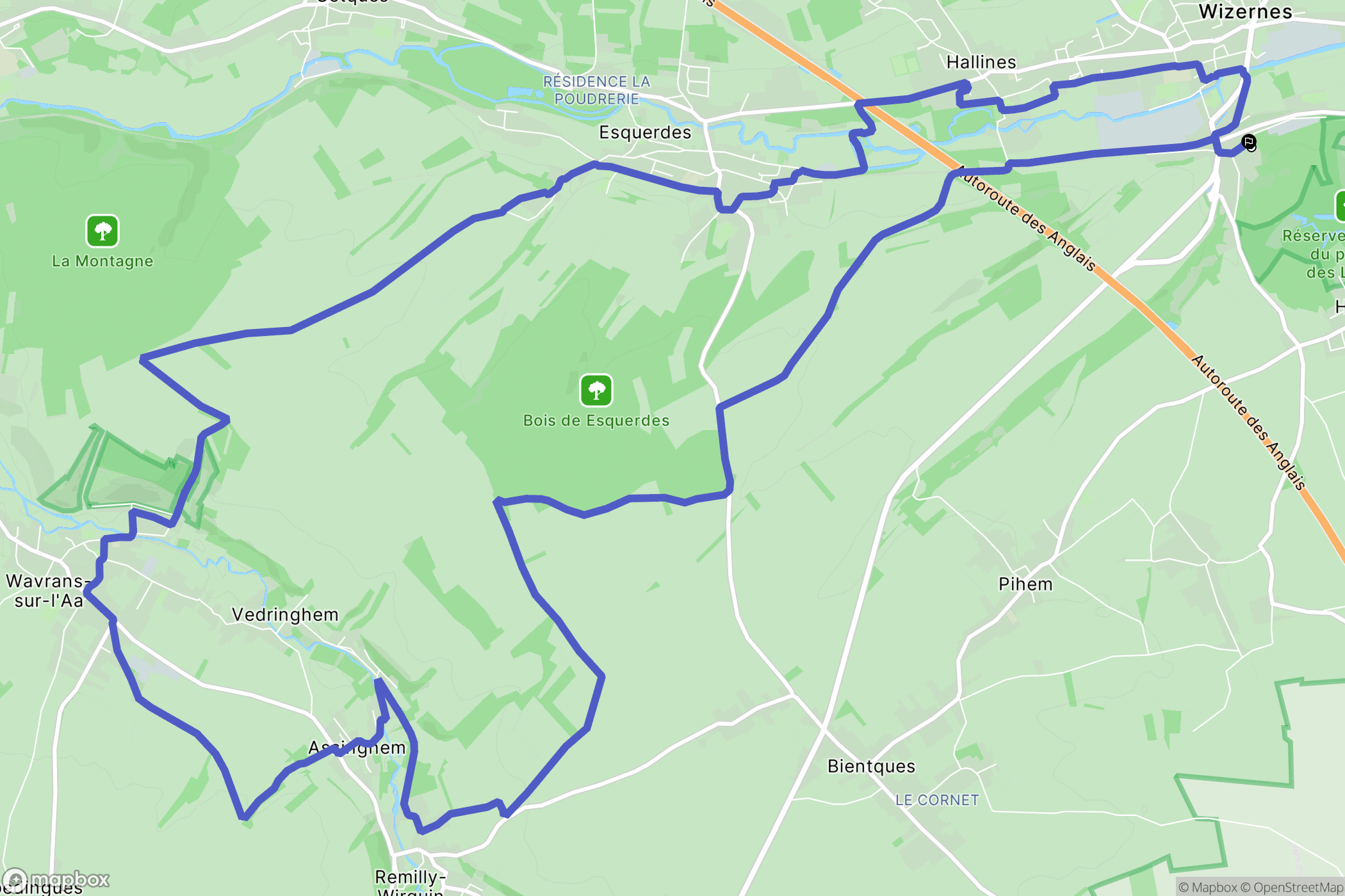 Wizernes : carte du parcours de randonnée - France
