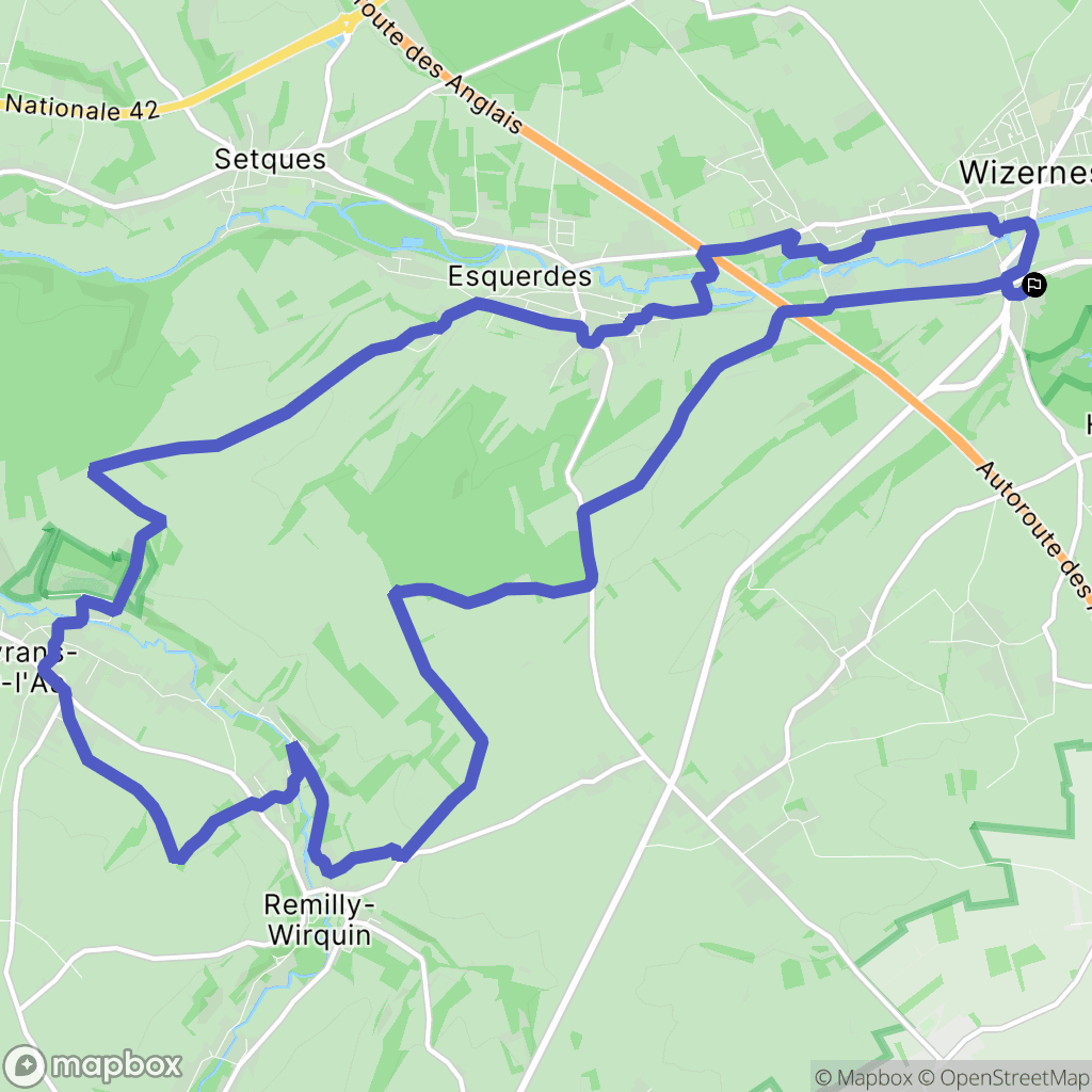 Wizernes : carte du parcours de randonnée - France