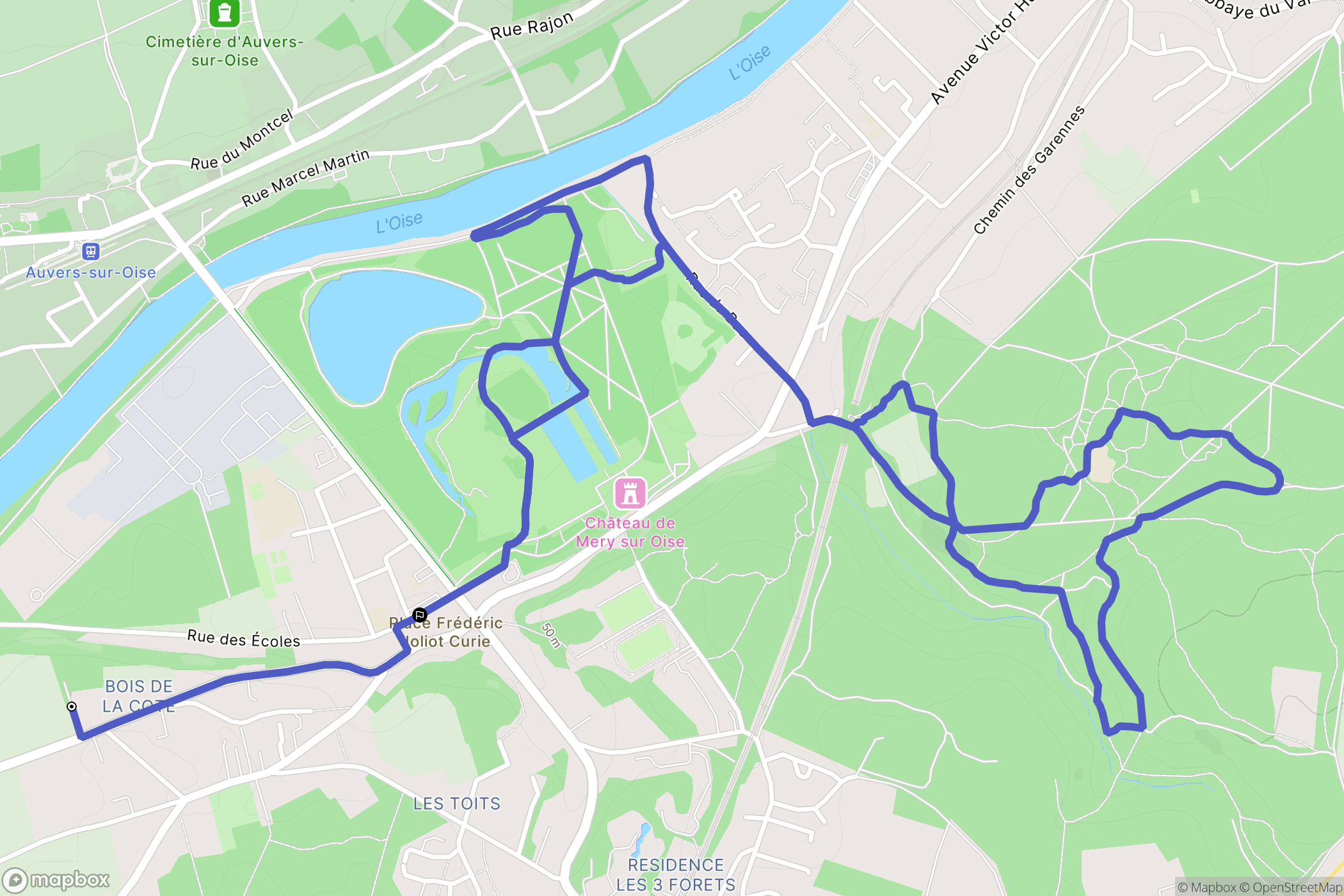 Méry-sur-Oise : carte du parcours de randonnée - France