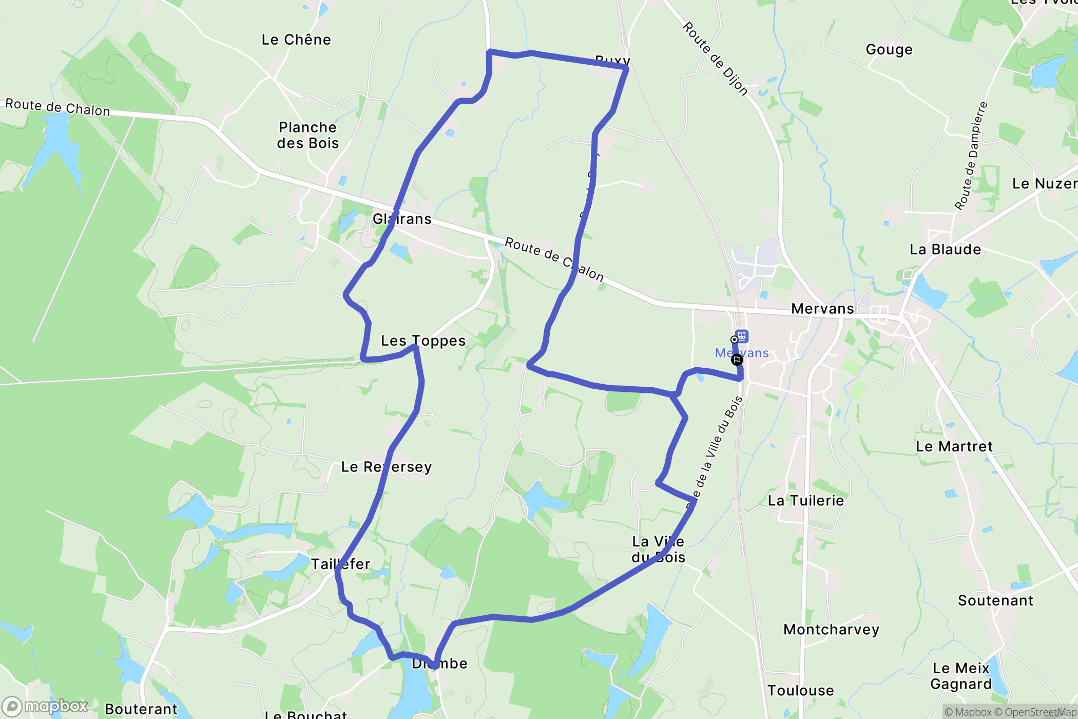 Mervans : carte du parcours de randonnée - France