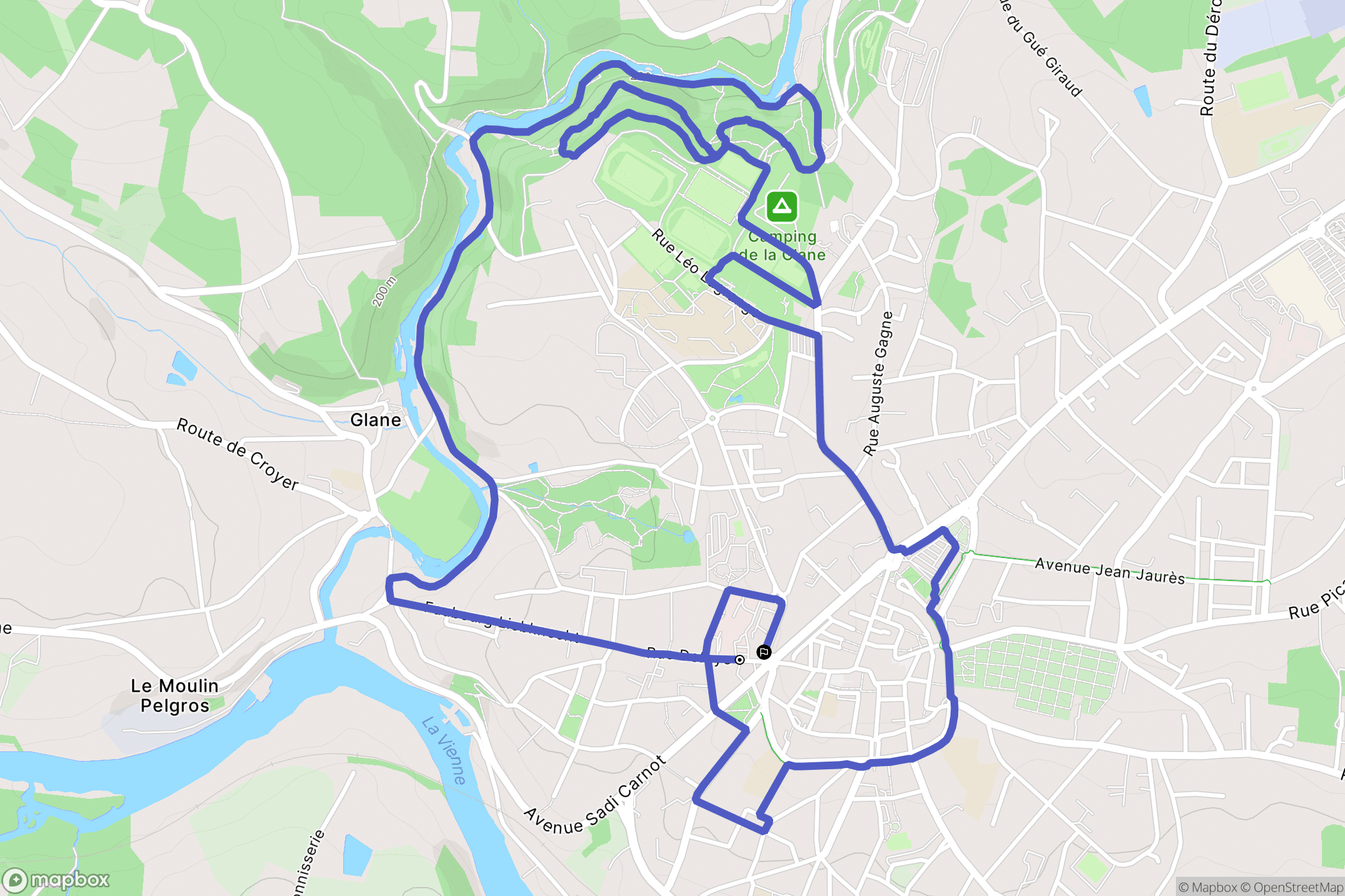Saint-Junien : carte du parcours de randonnée - France