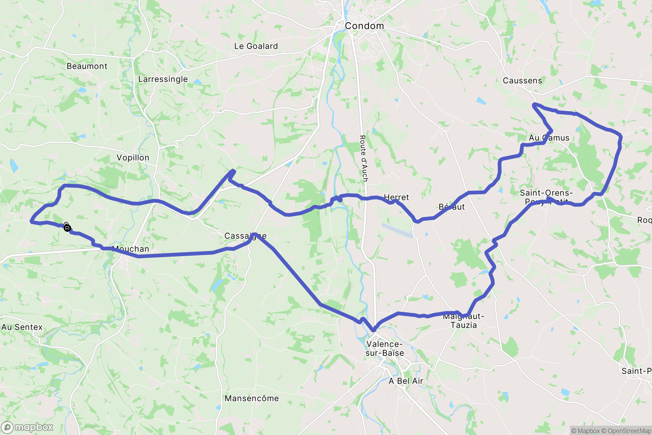 Lauraët : carte du parcours de randonnée - France