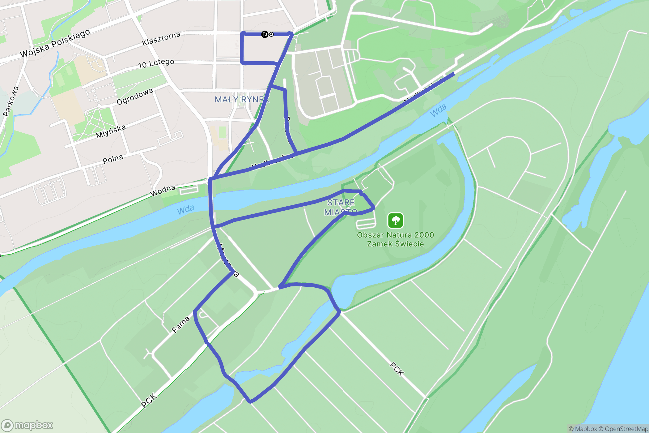 Świecie: mapa trasy - Poland