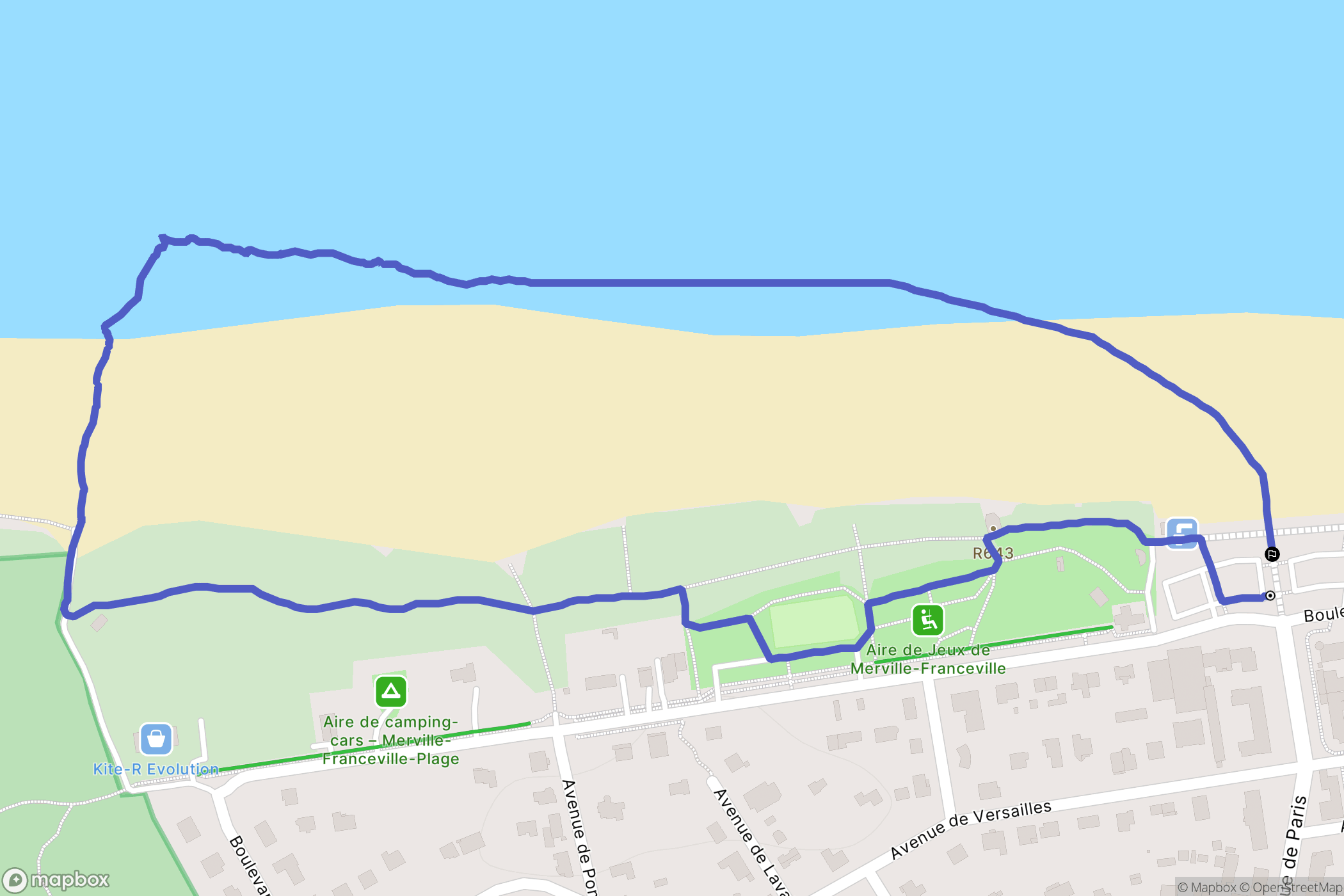 Merville-Franceville-Plage : carte du parcours de randonnée - France