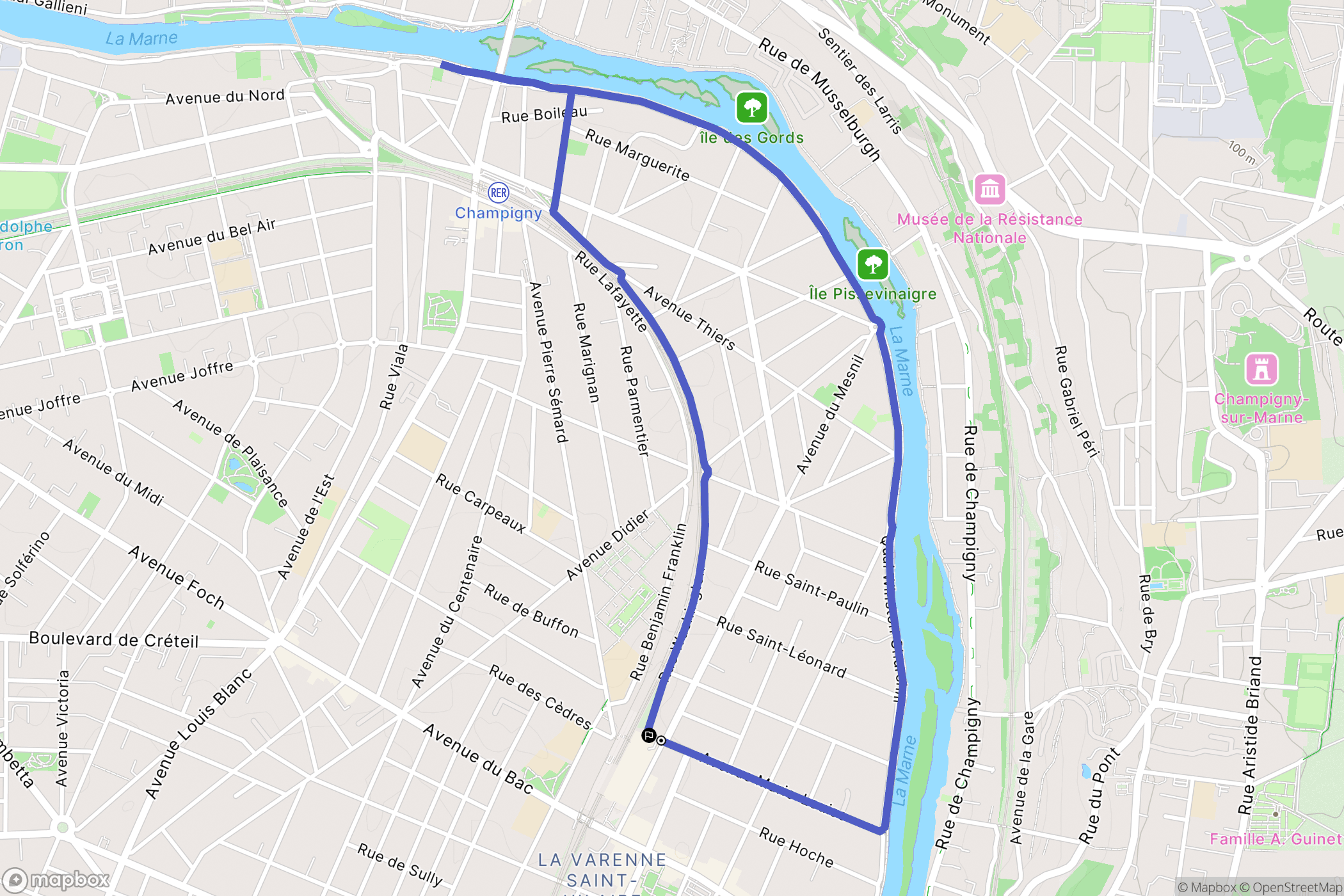 Saint-Maur-des-Fossés : carte du parcours de randonnée - France