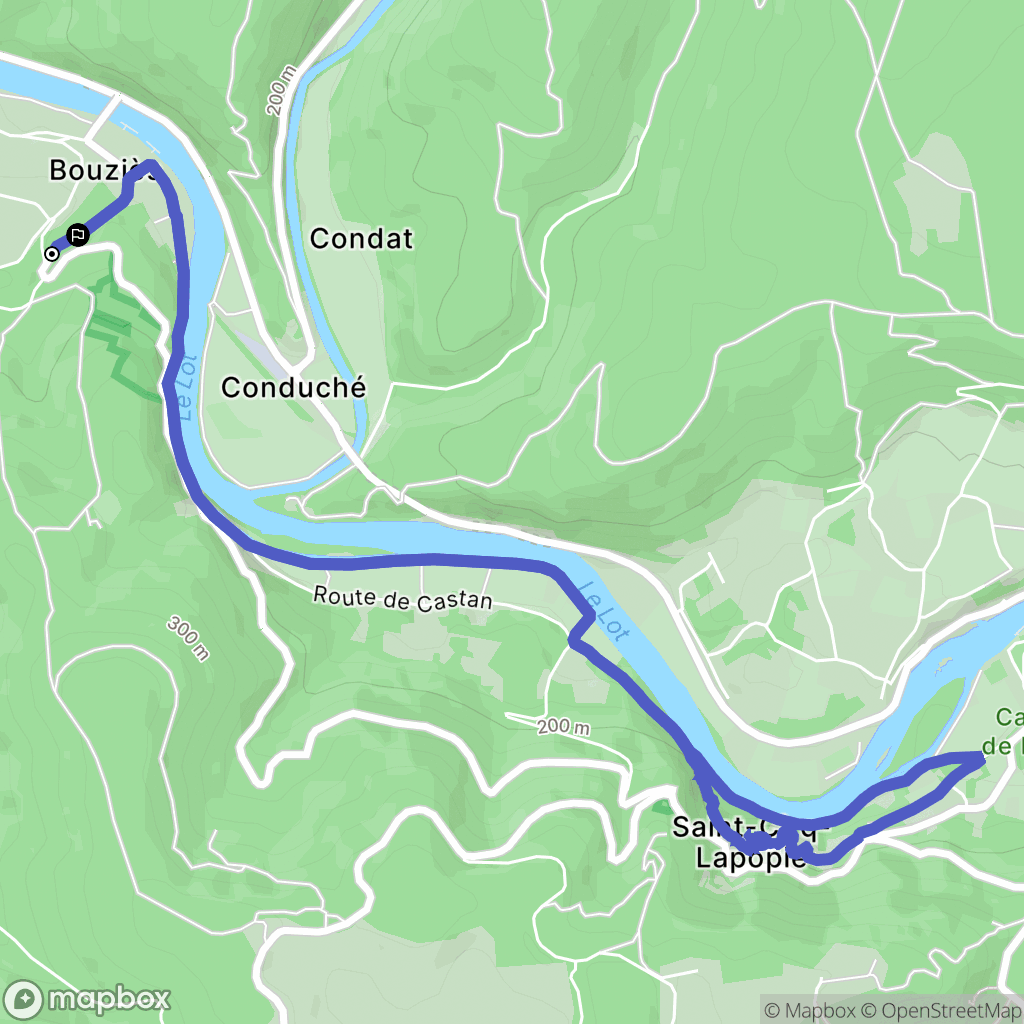Bouziès : carte du parcours de randonnée - France